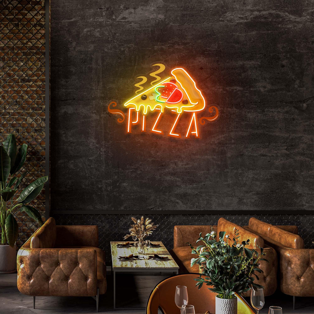 Custom Name Fast Food Restaurant With Pizza Led Neon Sign Light - Neonbir