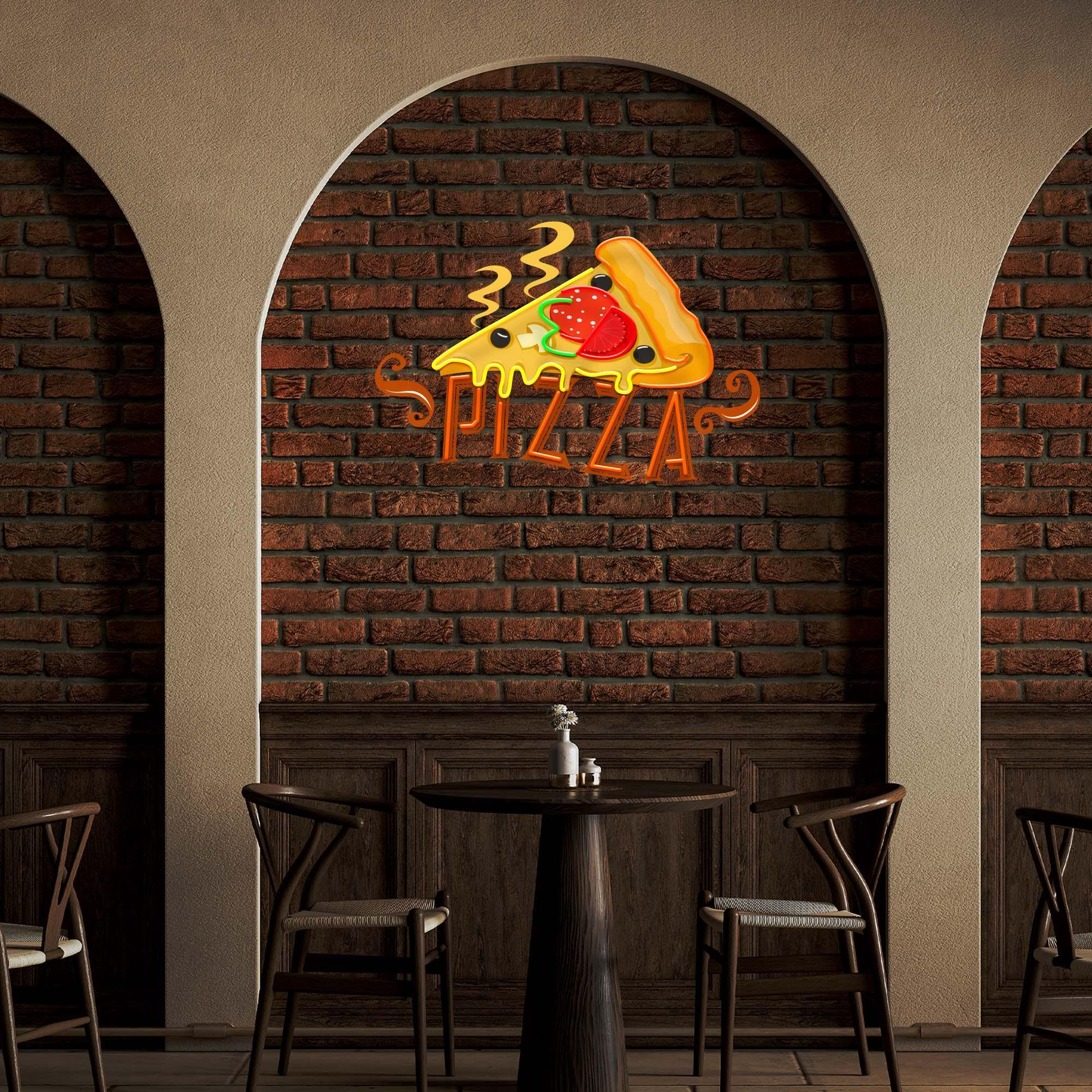 Custom Name Fast Food Restaurant With Pizza Led Neon Sign Light - Neonbir