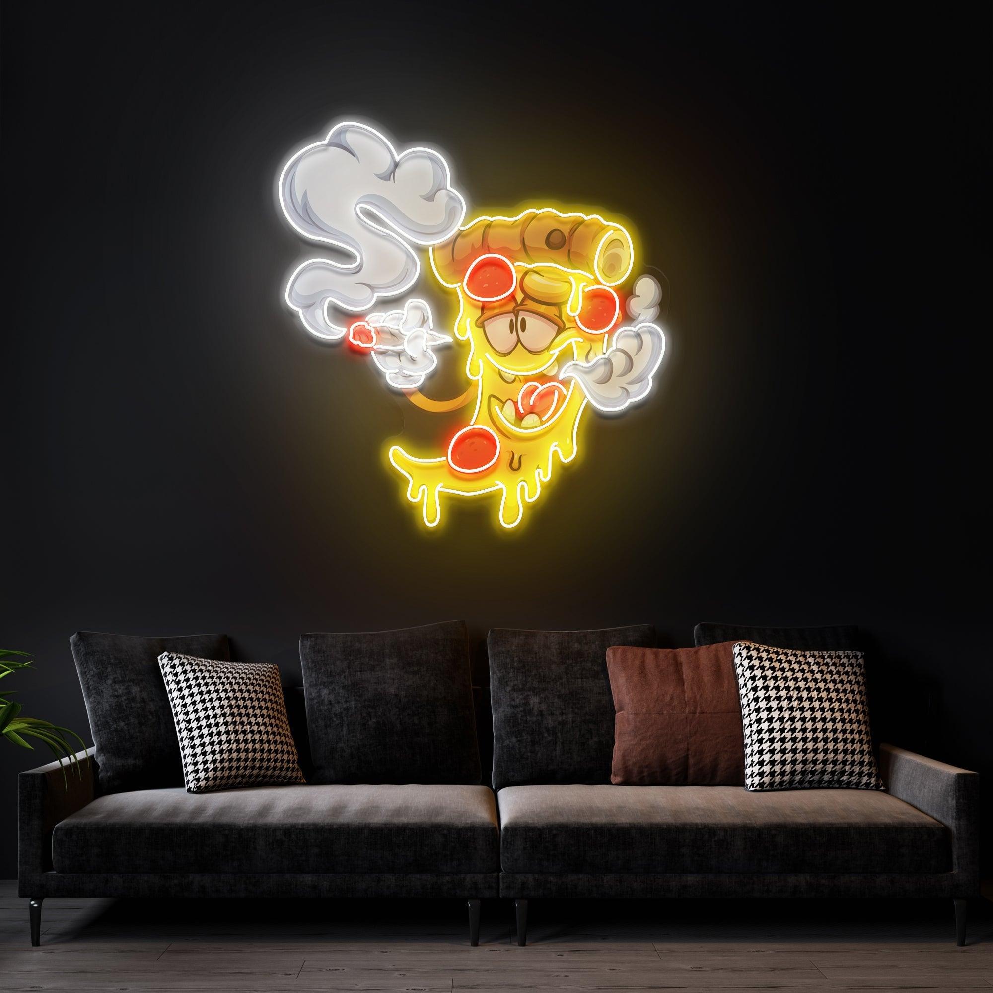 Pizza Slice Cartoon Artwork Led Neon Sign Light - Neonbir