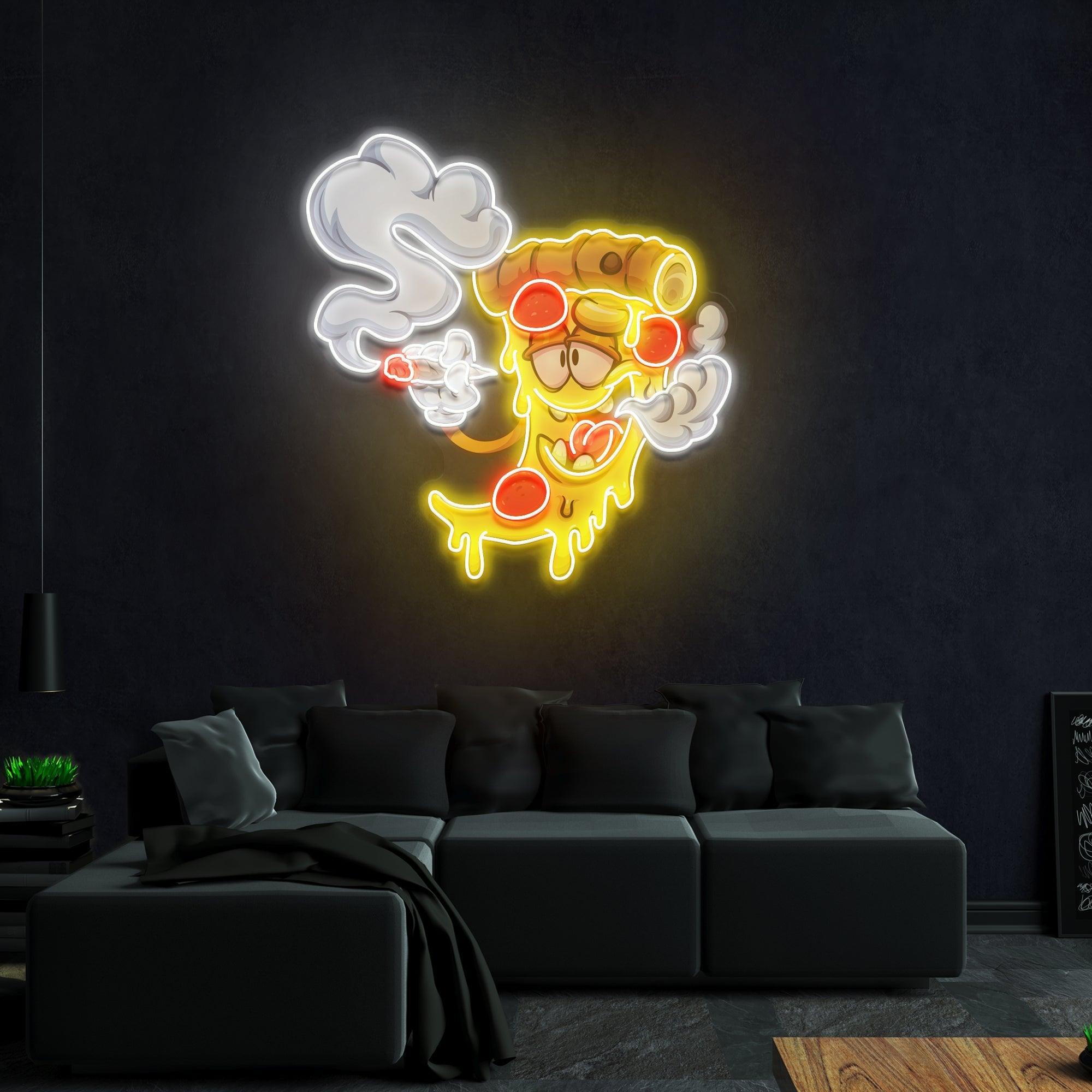 Pizza Slice Cartoon Artwork Led Neon Sign Light - Neonbir