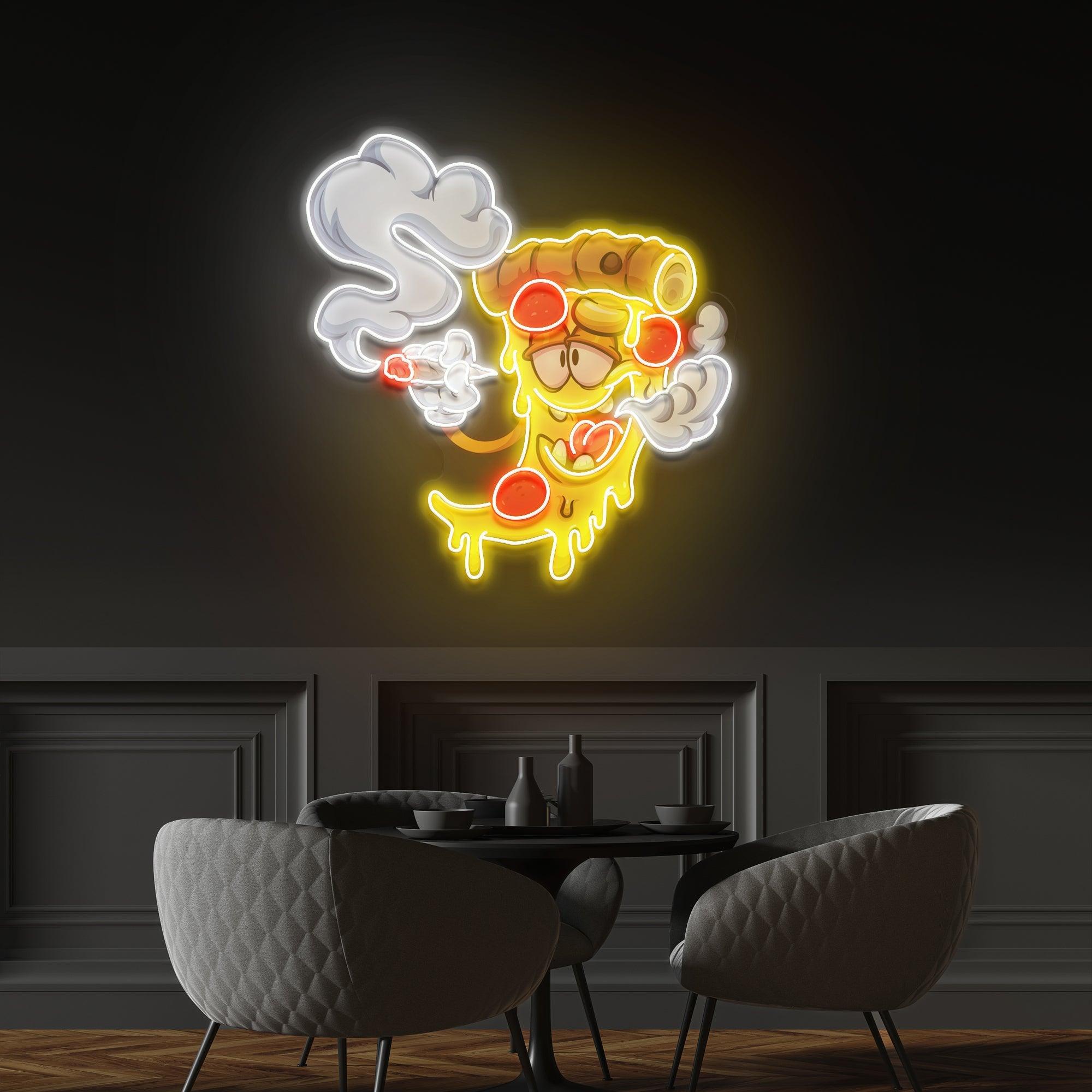 Pizza Slice Cartoon Artwork Led Neon Sign Light - Neonbir