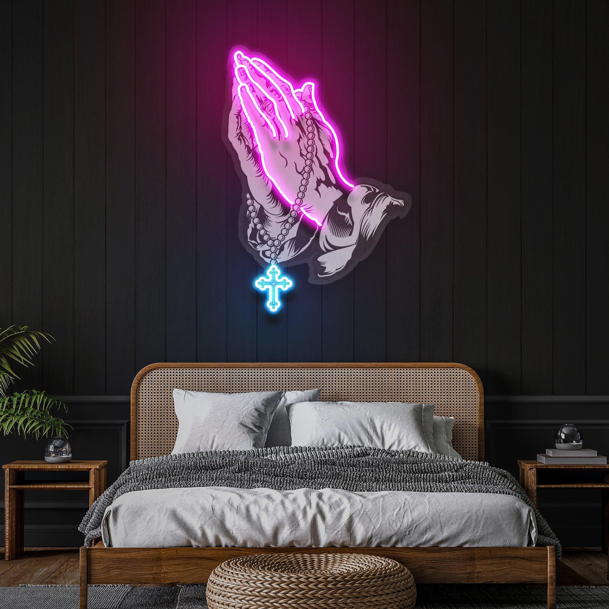 Praying Hands 1 Artwork Led Neon Sign Light - Neonbir