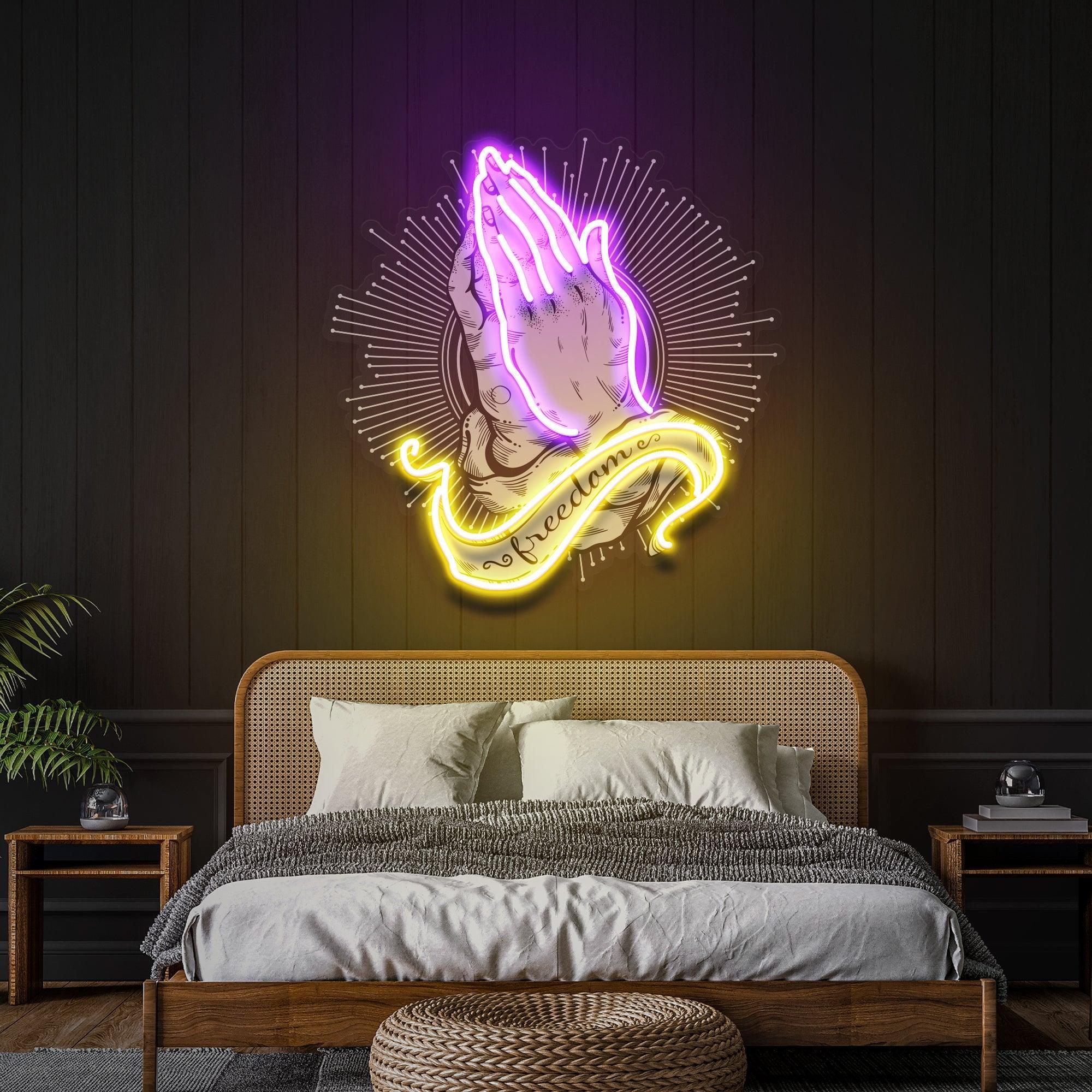 Praying Hands Artwork Led Neon Sign Light - Neonbir