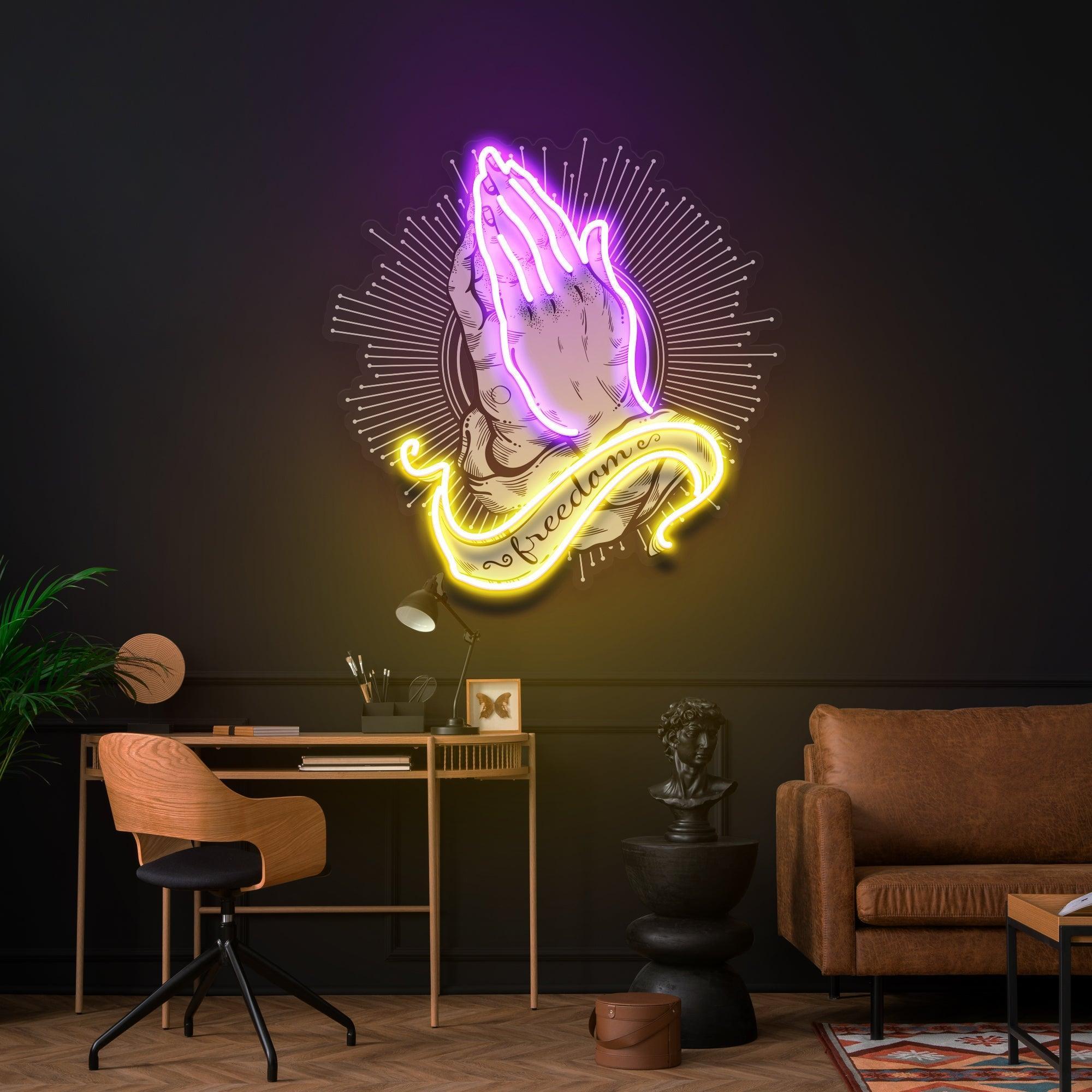 Praying Hands Artwork Led Neon Sign Light - Neonbir