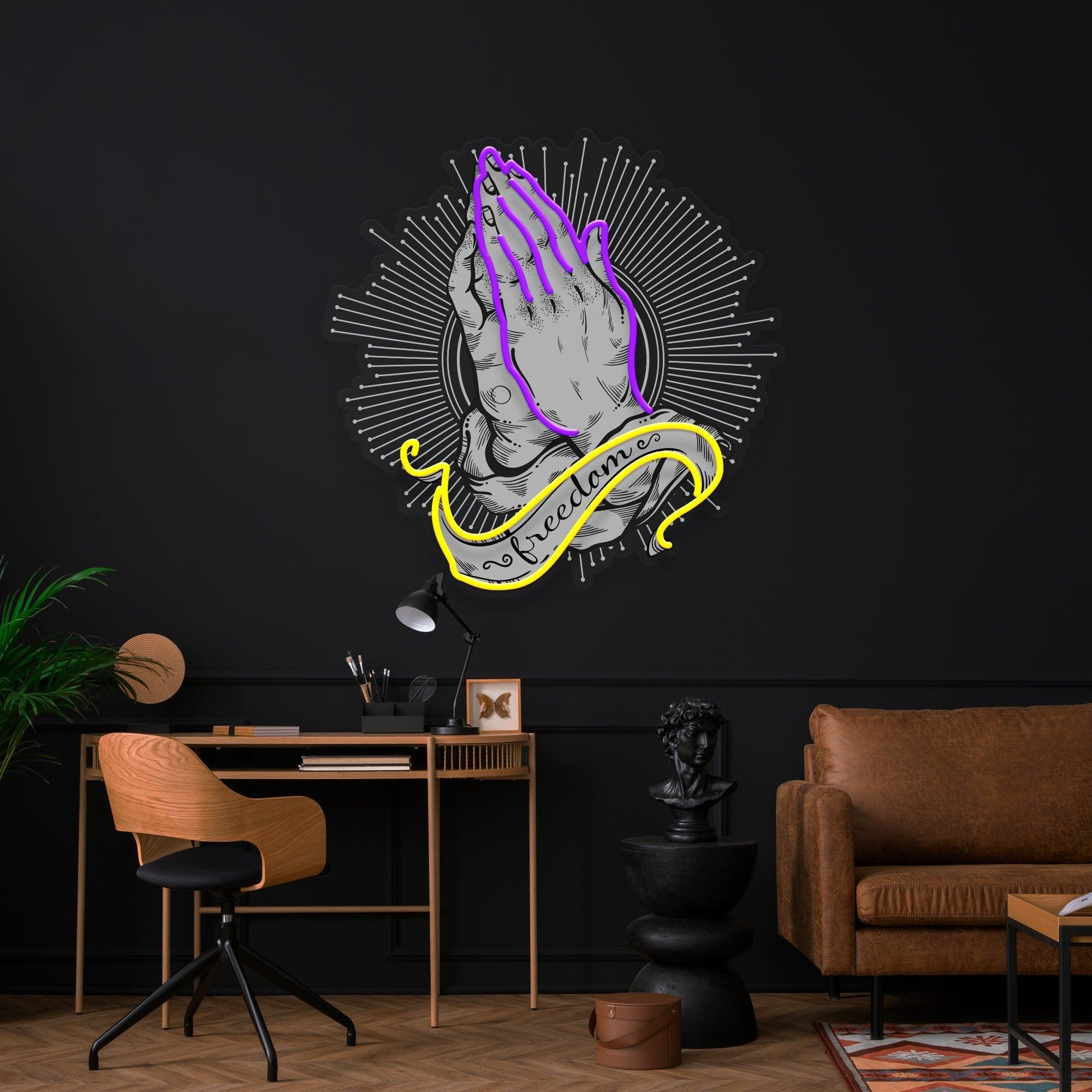 Praying Hands Artwork Led Neon Sign Light - Neonbir