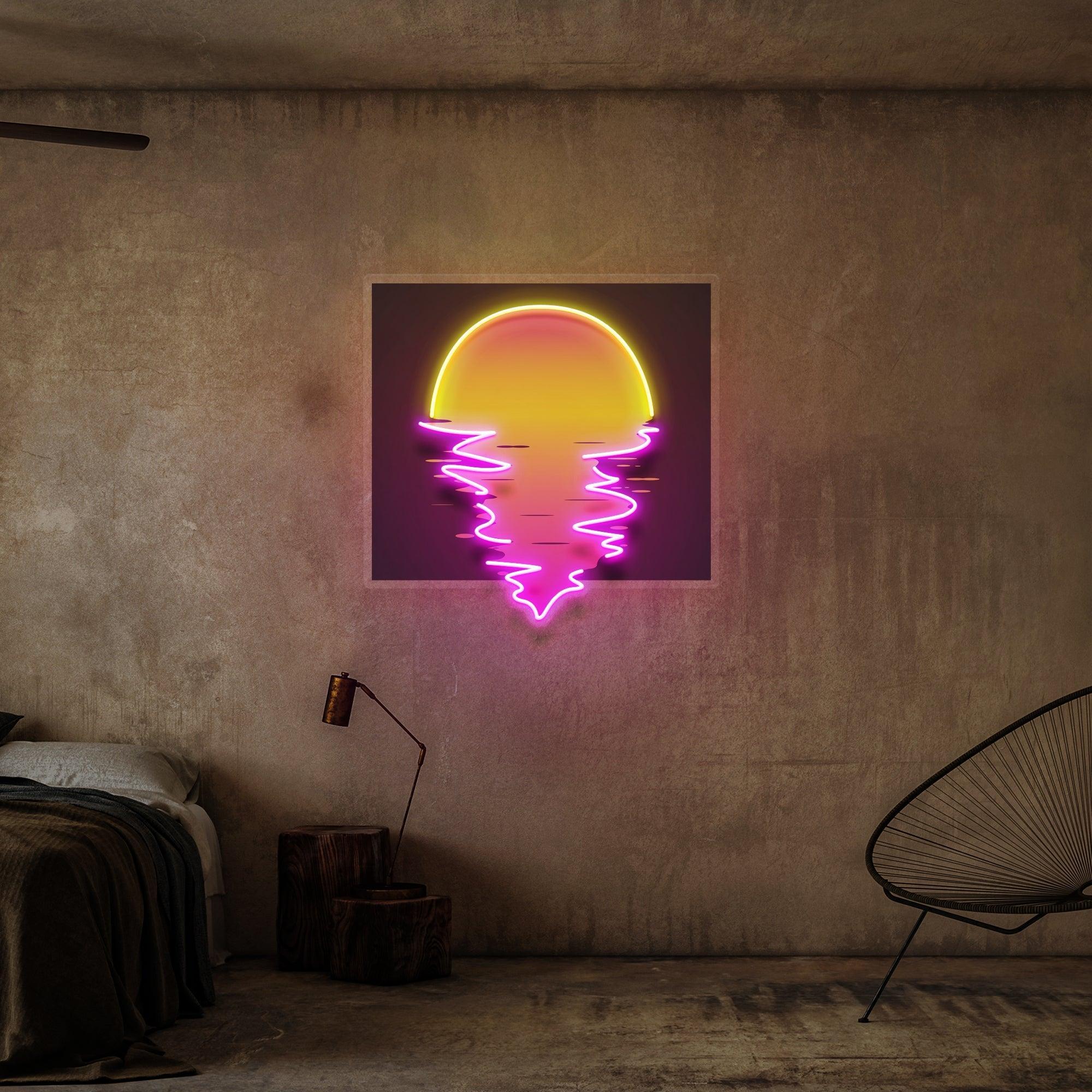 Beautiful Sunset Beach Retro Style Artwork Led Neon Sign Light - Neonbir