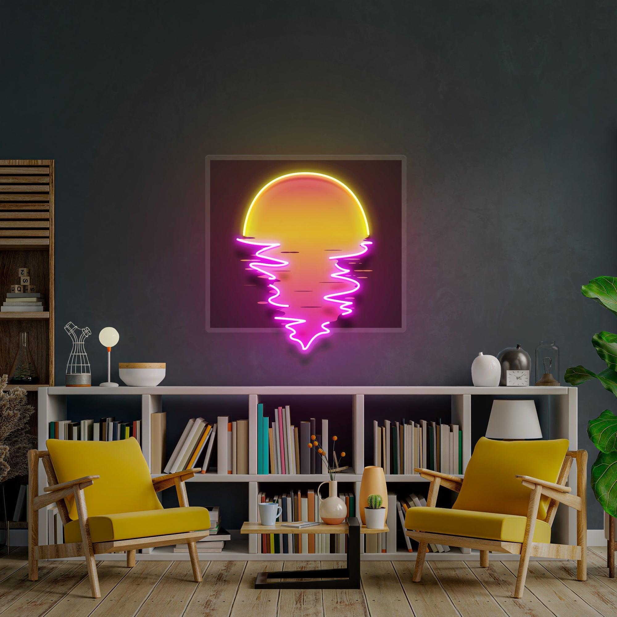 Beautiful Sunset Beach Retro Style Artwork Led Neon Sign Light - Neonbir