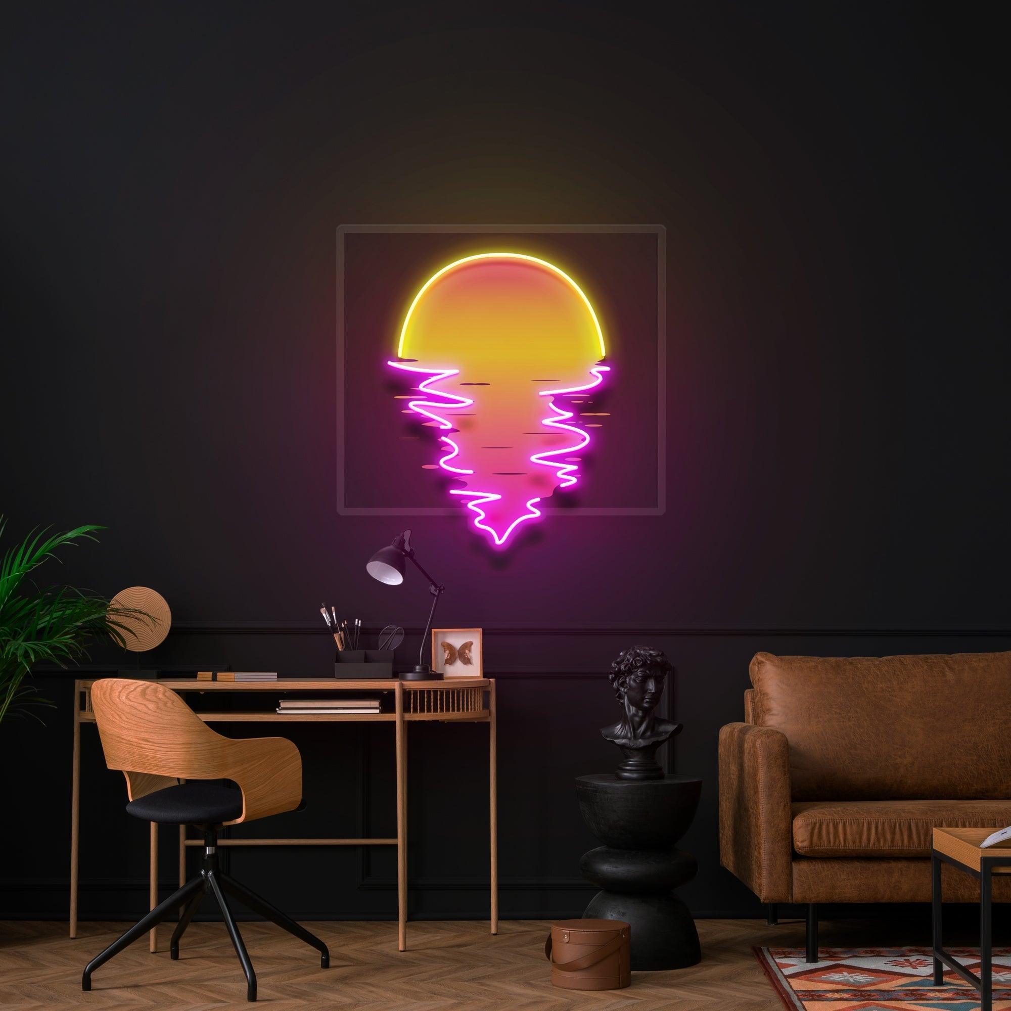 Beautiful Sunset Beach Retro Style Artwork Led Neon Sign Light - Neonbir