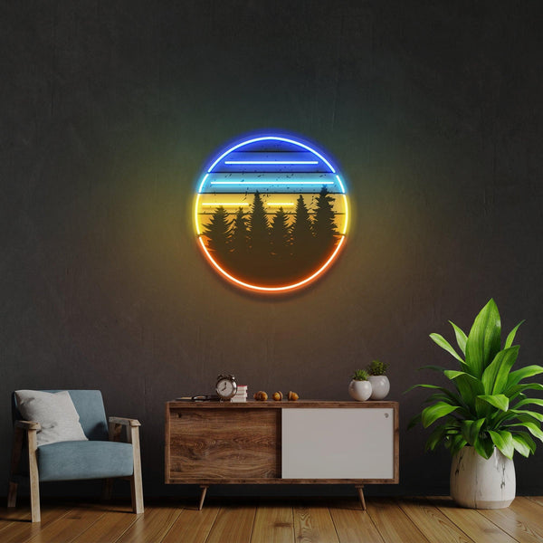 Retro Günbatımı 2 Baskılı - Neon Tabela