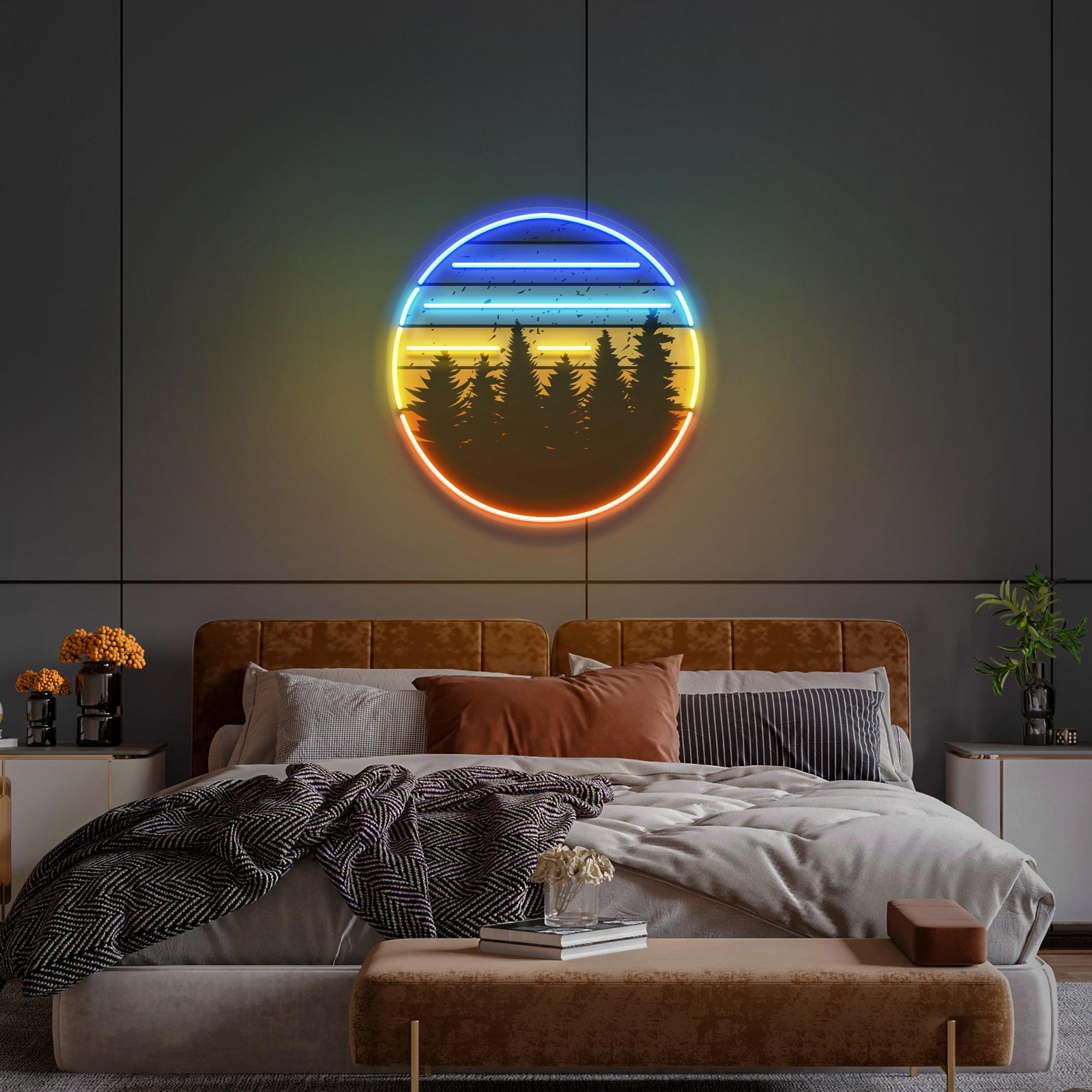 Retro Vintage Sunset Artwork Led Neon Sign Light - Neonbir