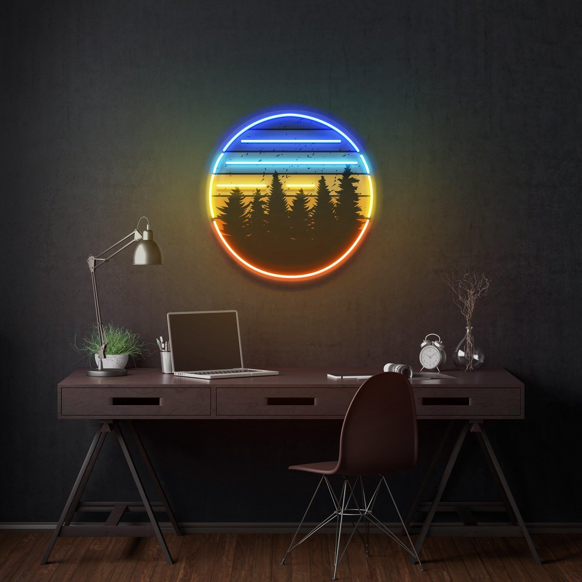 Retro Vintage Sunset Artwork Led Neon Sign Light - Neonbir