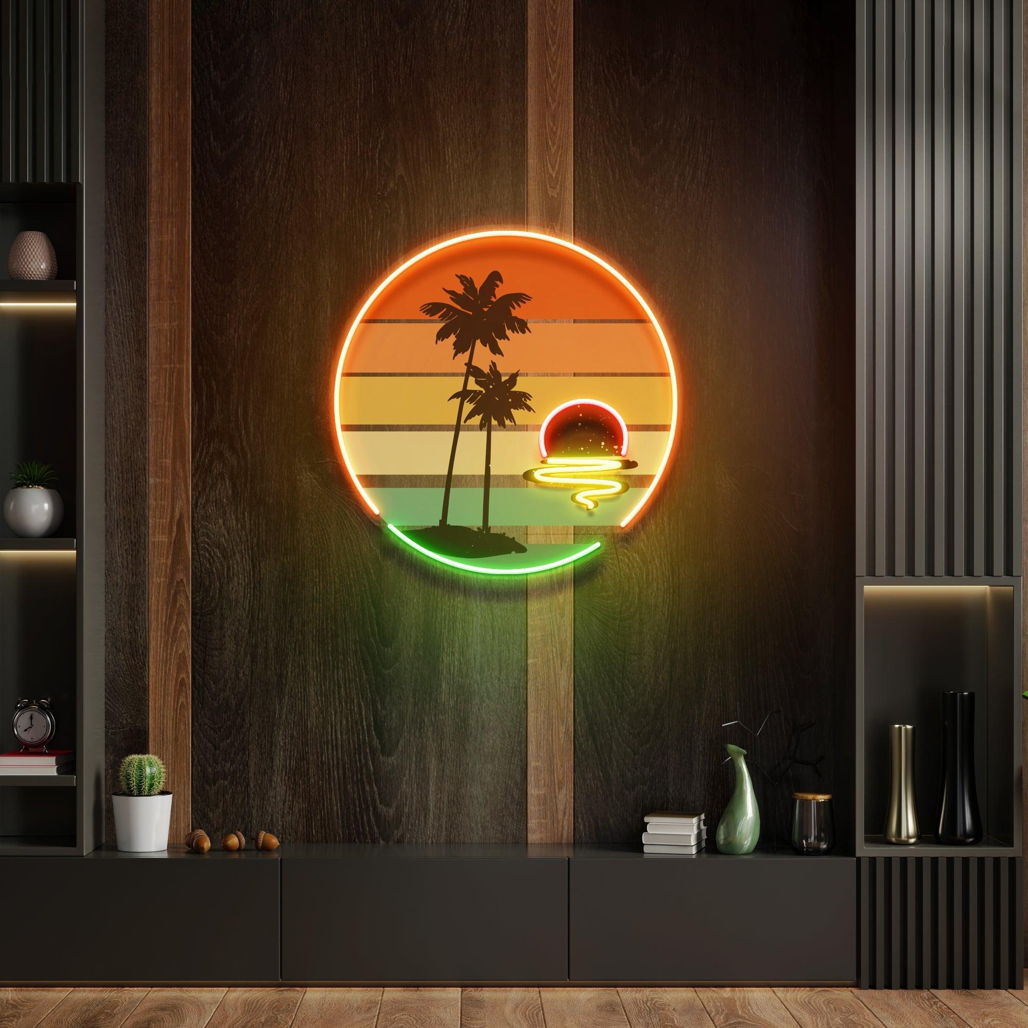 Retro Tropical Sunset Artwork Led Neon Sign Light - Neonbir