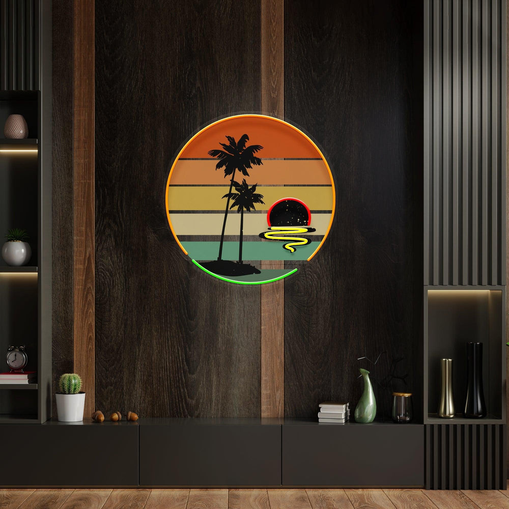 Retro Tropical Sunset Artwork Led Neon Sign Light - Neonbir