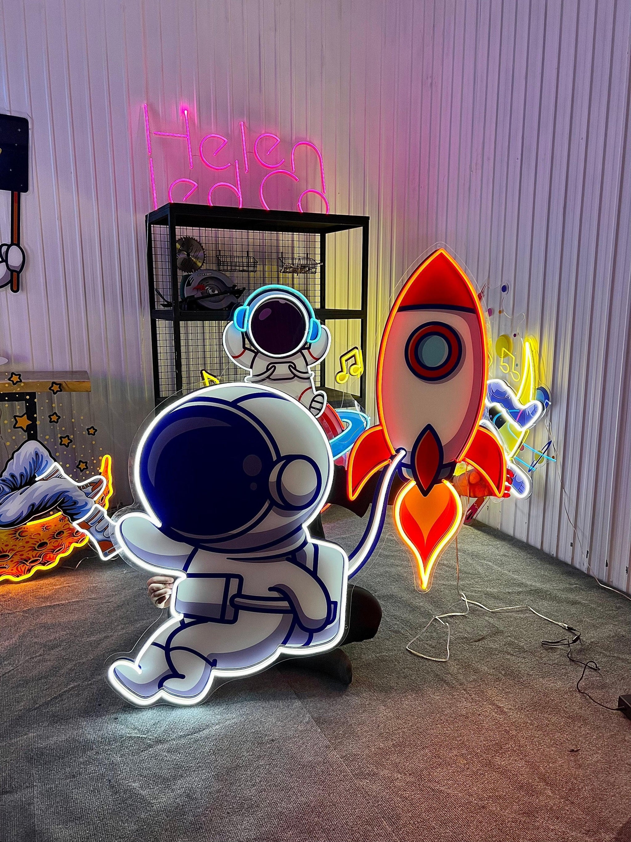 Rocket Astronaut Art work Led Neon Sign Light - Neonbir