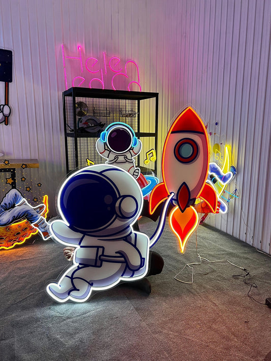 Rocket Astronaut Art work Led Neon Sign Light - Neonbir