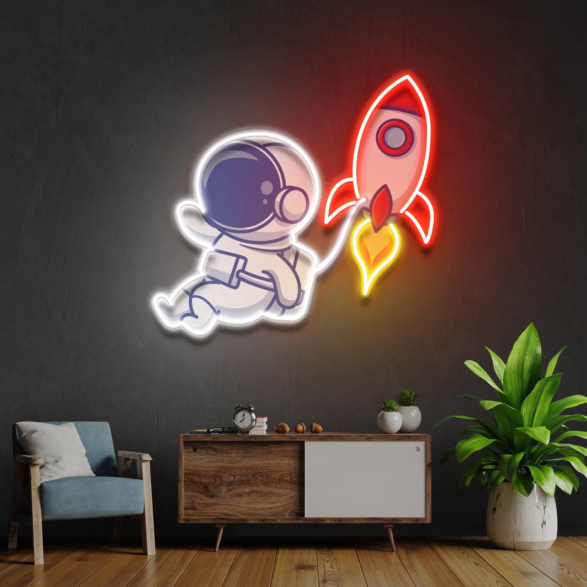 Rocket Astronaut Art work Led Neon Sign Light - Neonbir
