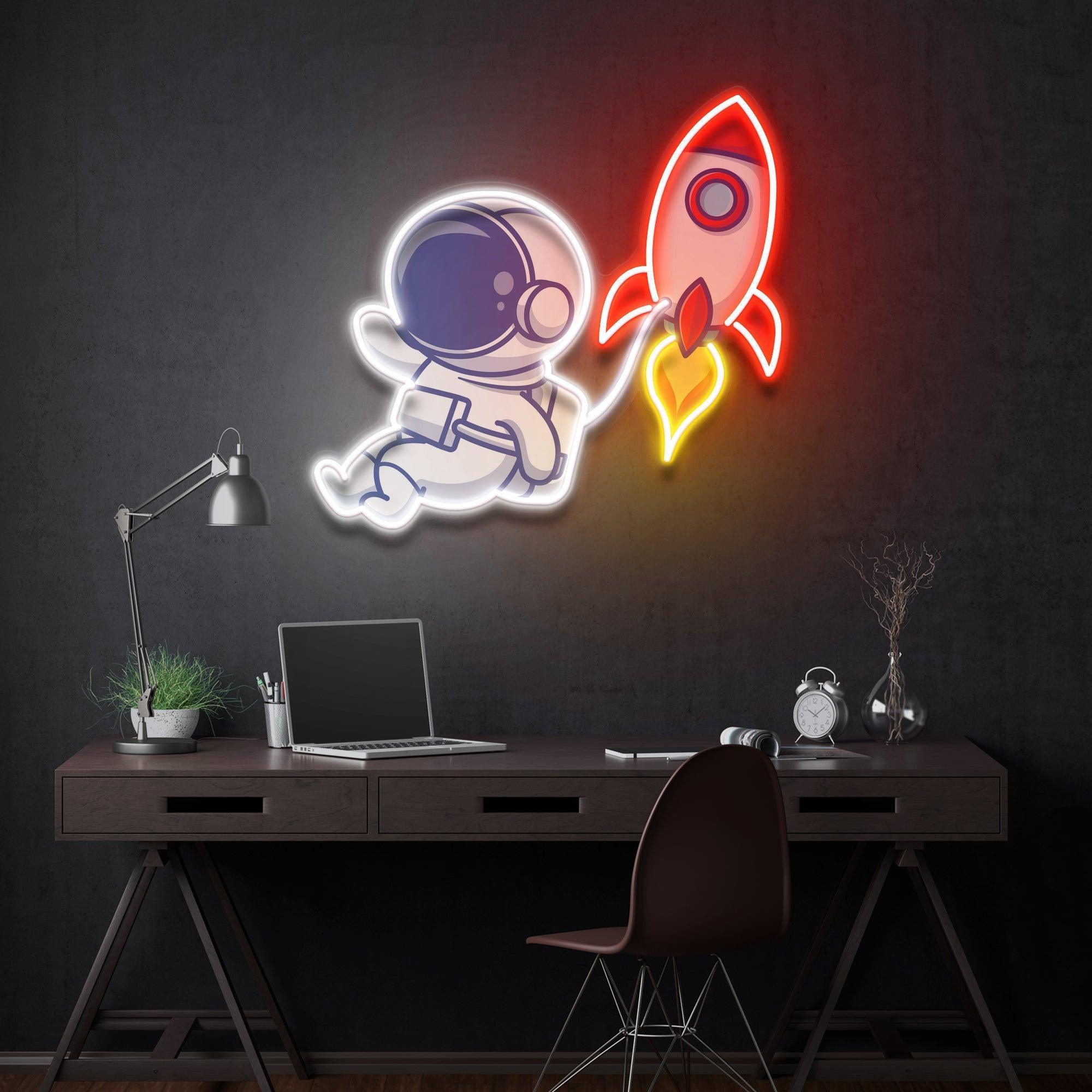Rocket Astronaut Art work Led Neon Sign Light - Neonbir