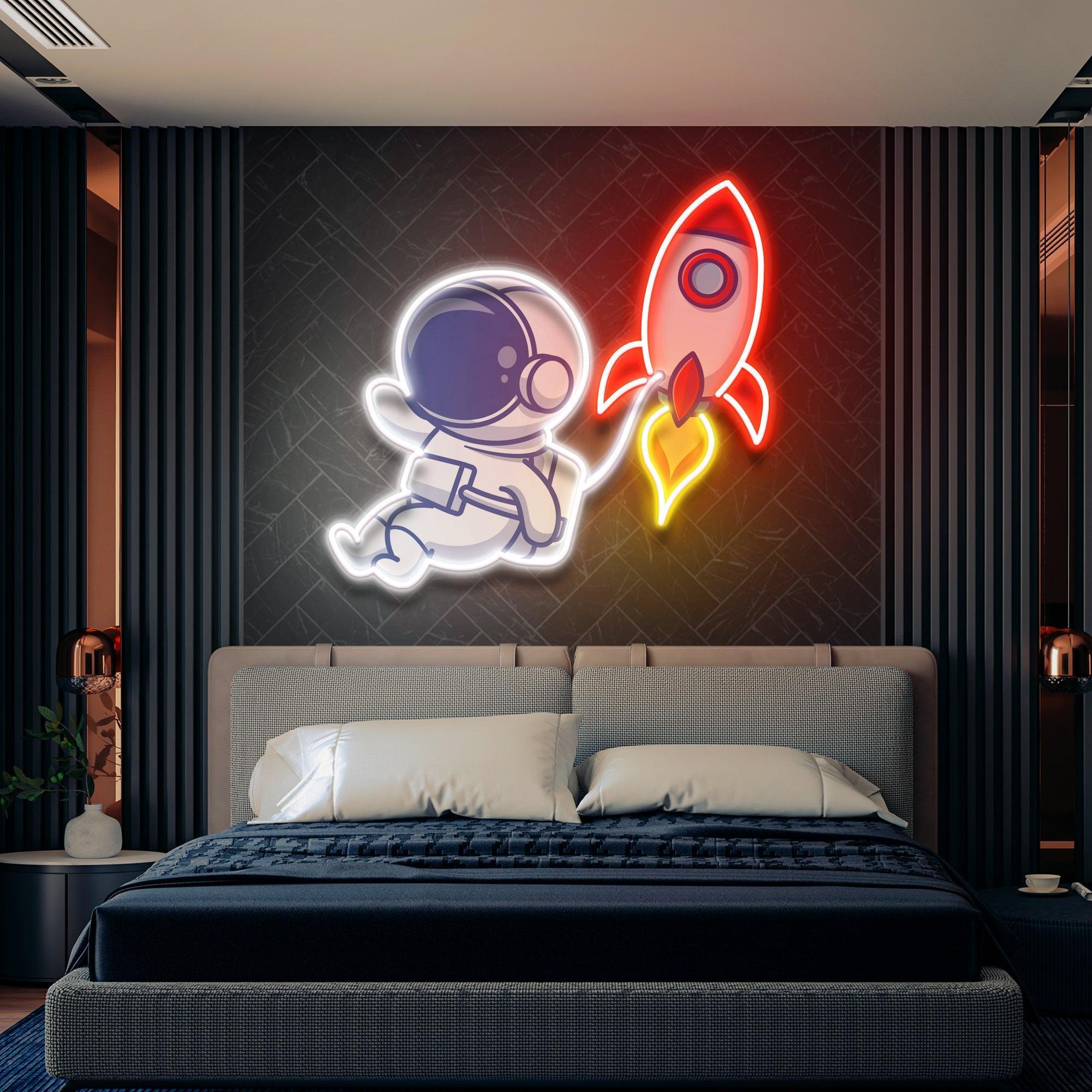 Rocket Astronaut Art work Led Neon Sign Light - Neonbir