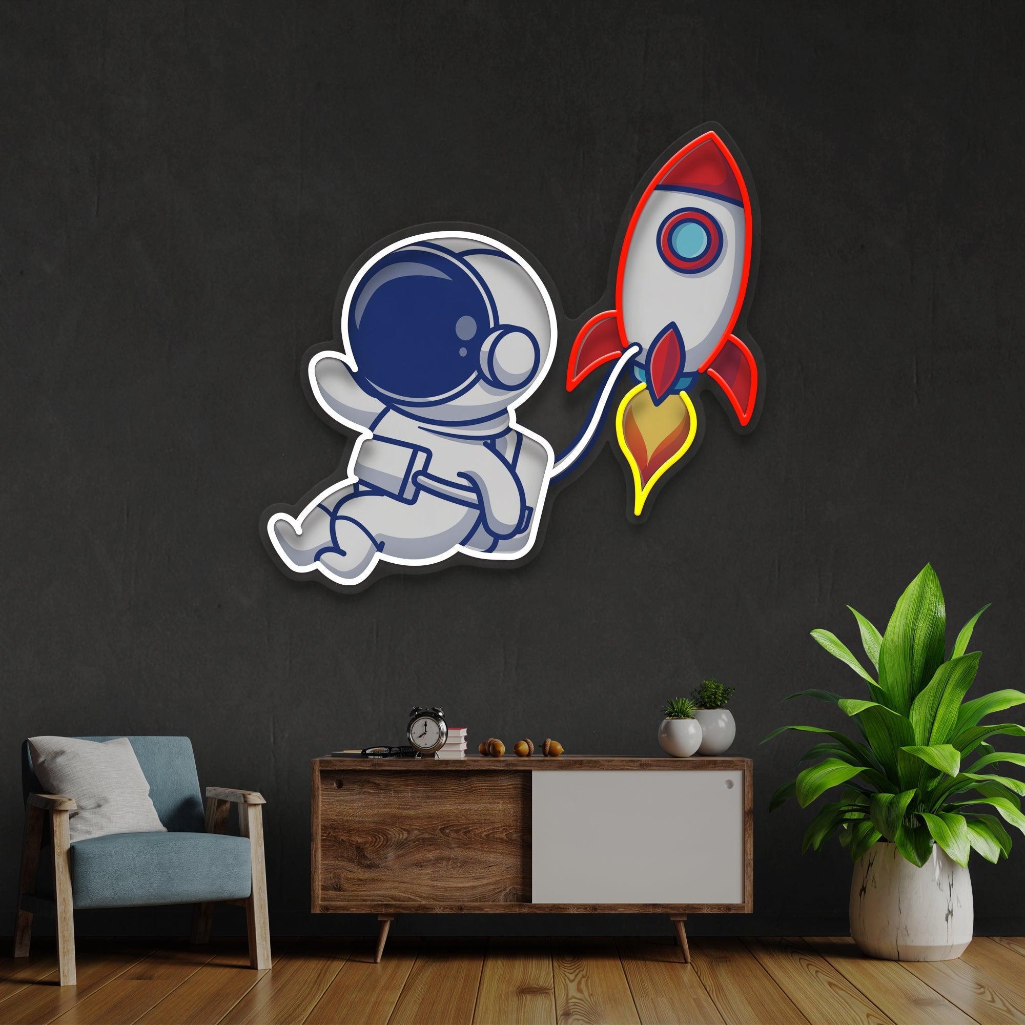 Rocket Astronaut Art work Led Neon Sign Light - Neonbir