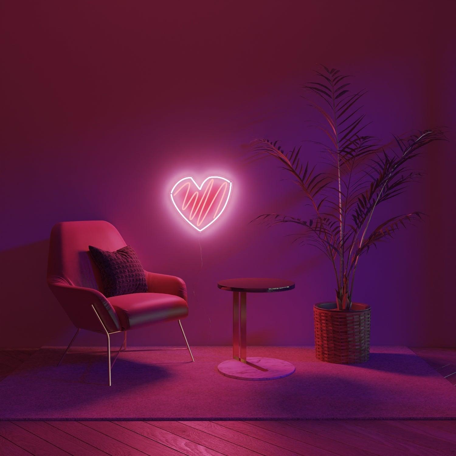 Scribble Heart, Neon Tabela - Neonbir