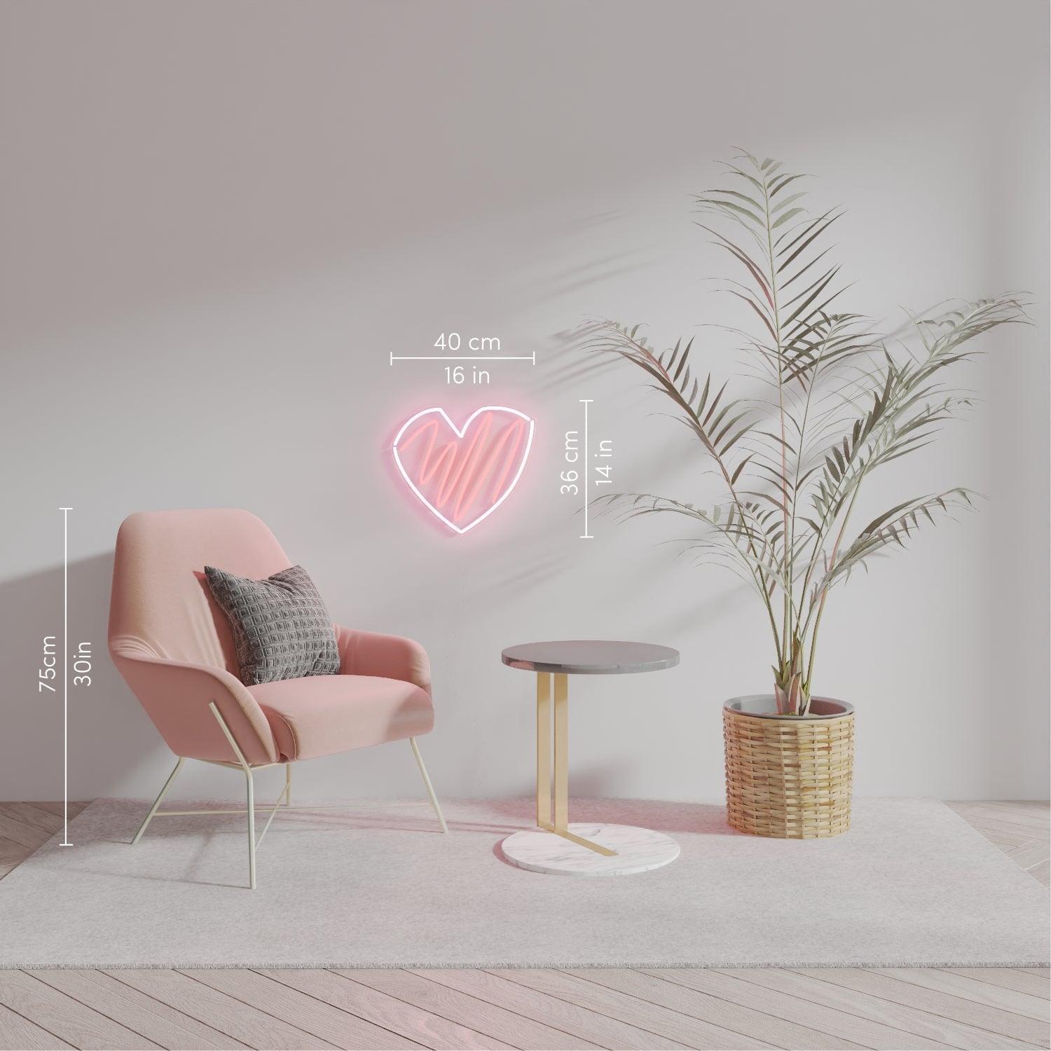Scribble Heart, Neon Tabela - Neonbir