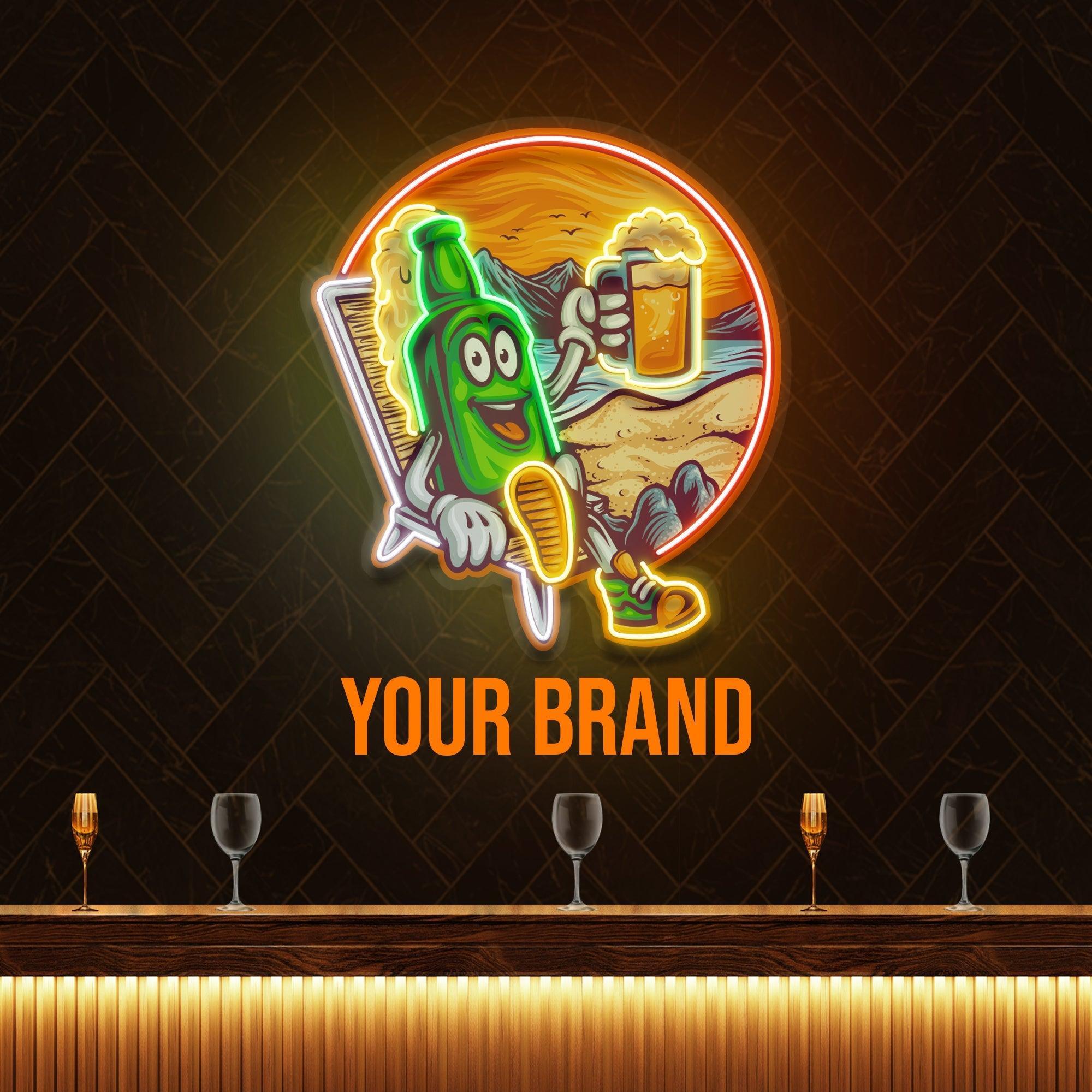 Custom Name Cute Summer Vintage Beer Bottle Decor Artwork Led Neon Sign Light - Neonbir