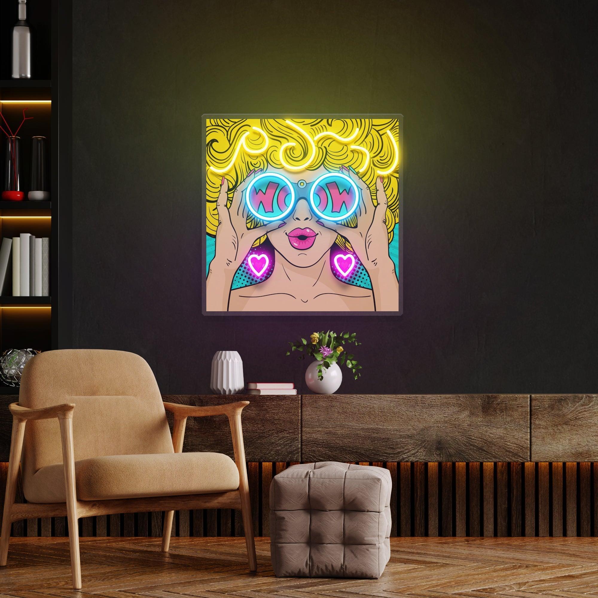 Wow Face Sexy Pop Art Led Neon Sign Light - Neonbir