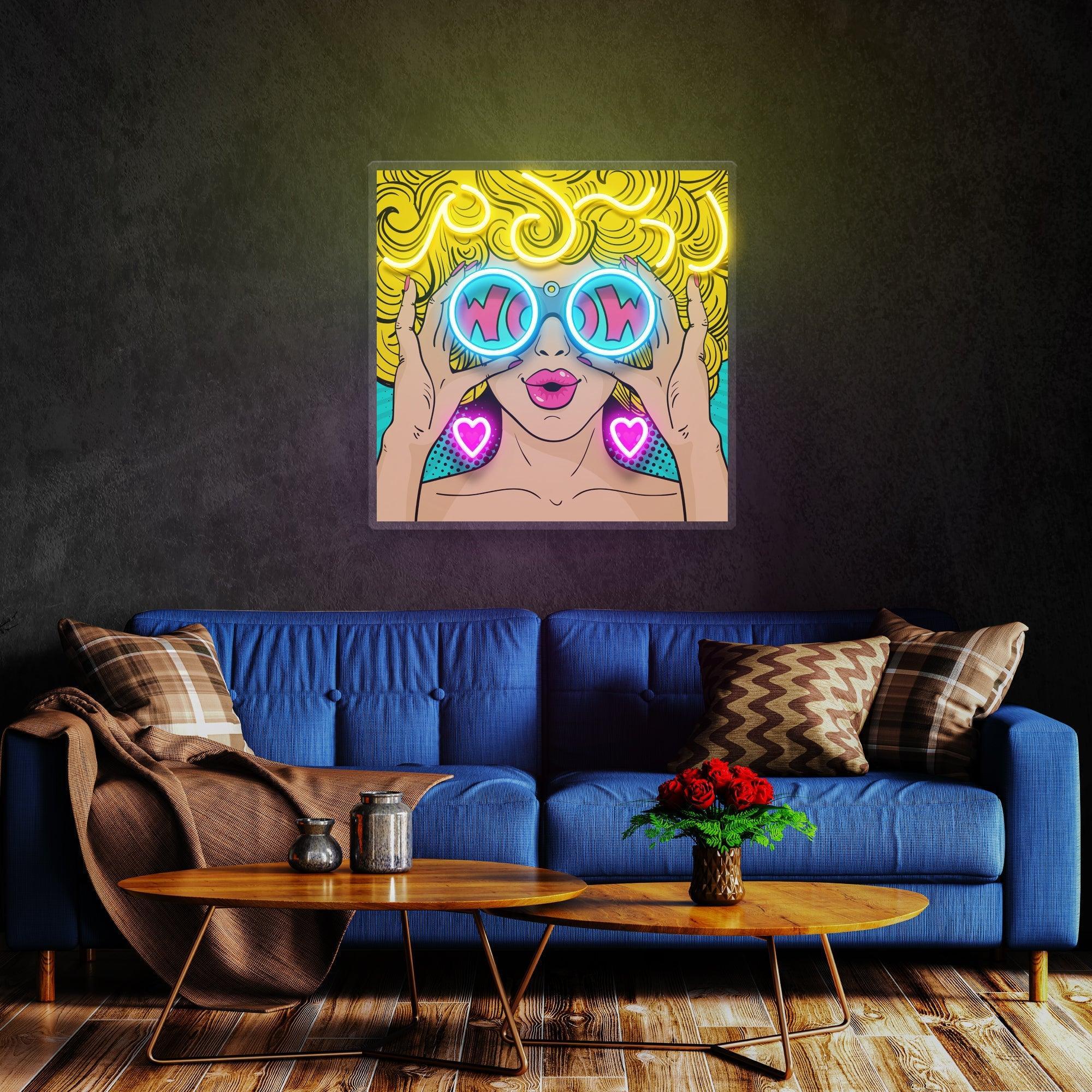 Wow Face Sexy Pop Art Led Neon Sign Light - Neonbir