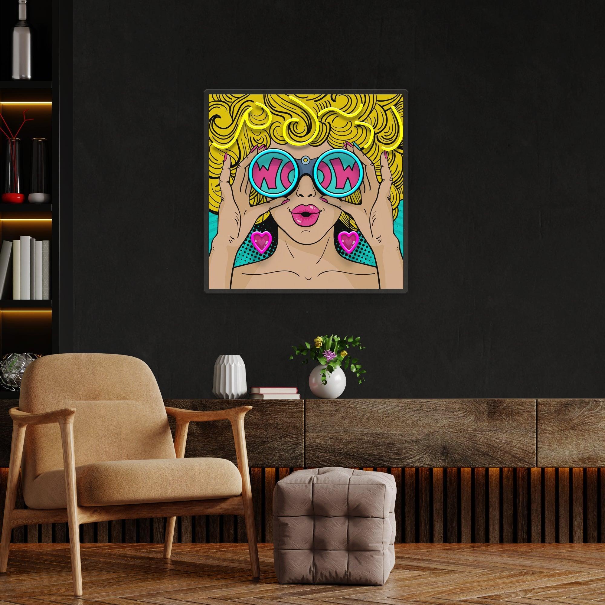 Wow Face Sexy Pop Art Led Neon Sign Light - Neonbir