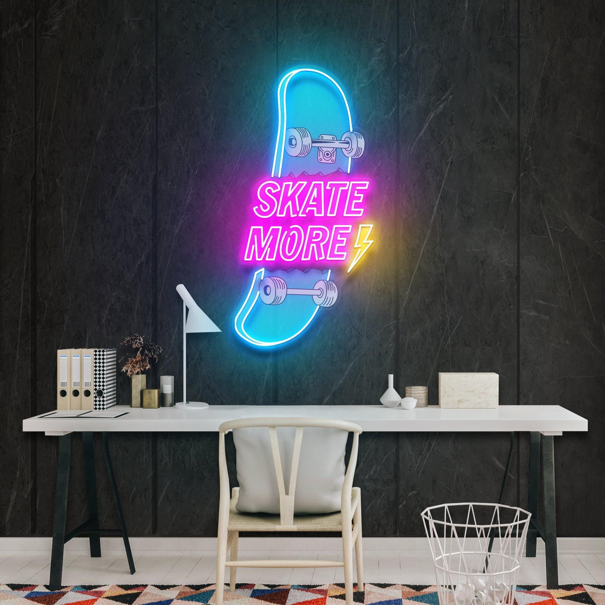 Skate More Artwork Led Neon Sign Light - Neonbir