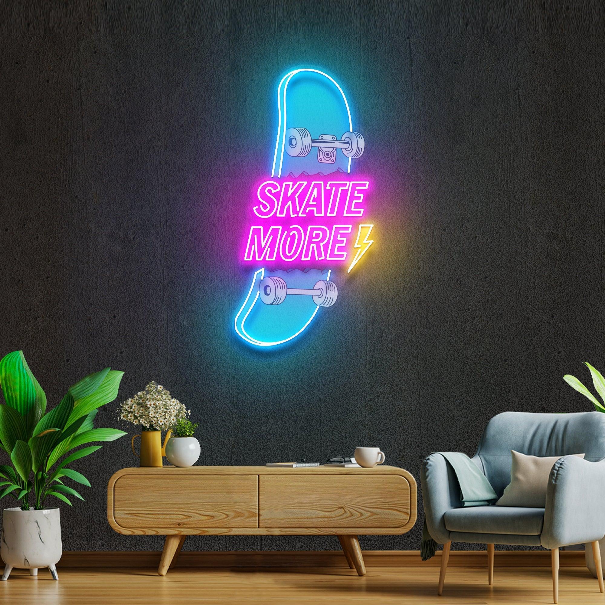 Skate More Artwork Led Neon Sign Light - Neonbir