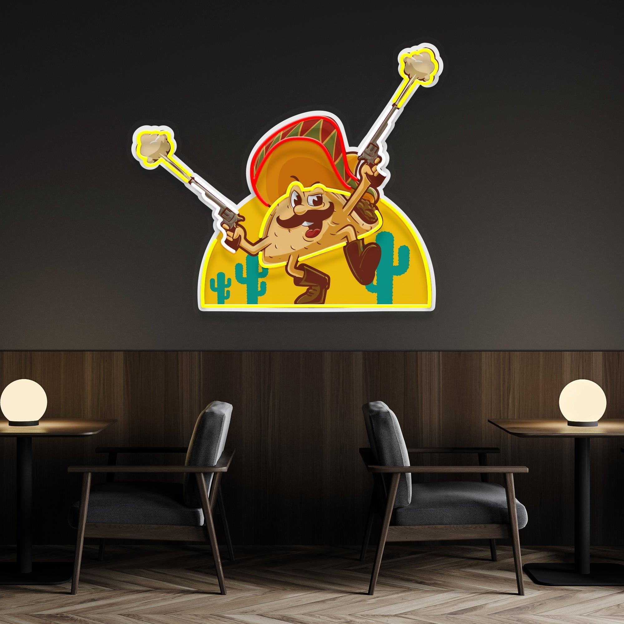 Tacos Logo Mexican Artwork Led Neon Sign Light - Neonbir