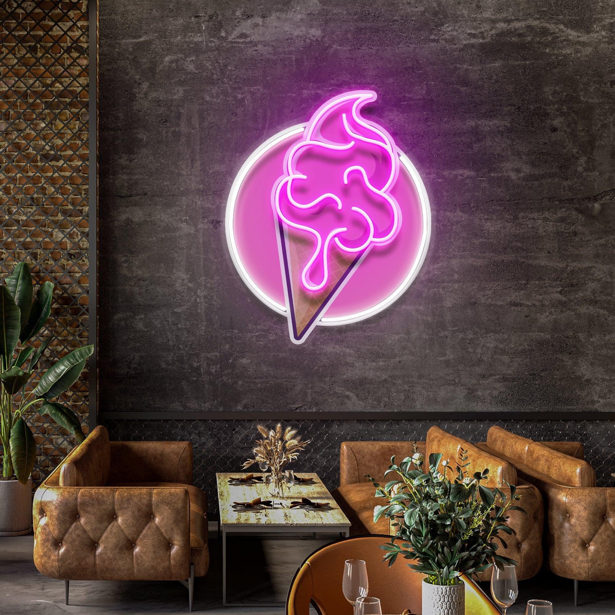 Ice Cream Cartoon Cute Artwork Led Neon Sign Light - Neonbir