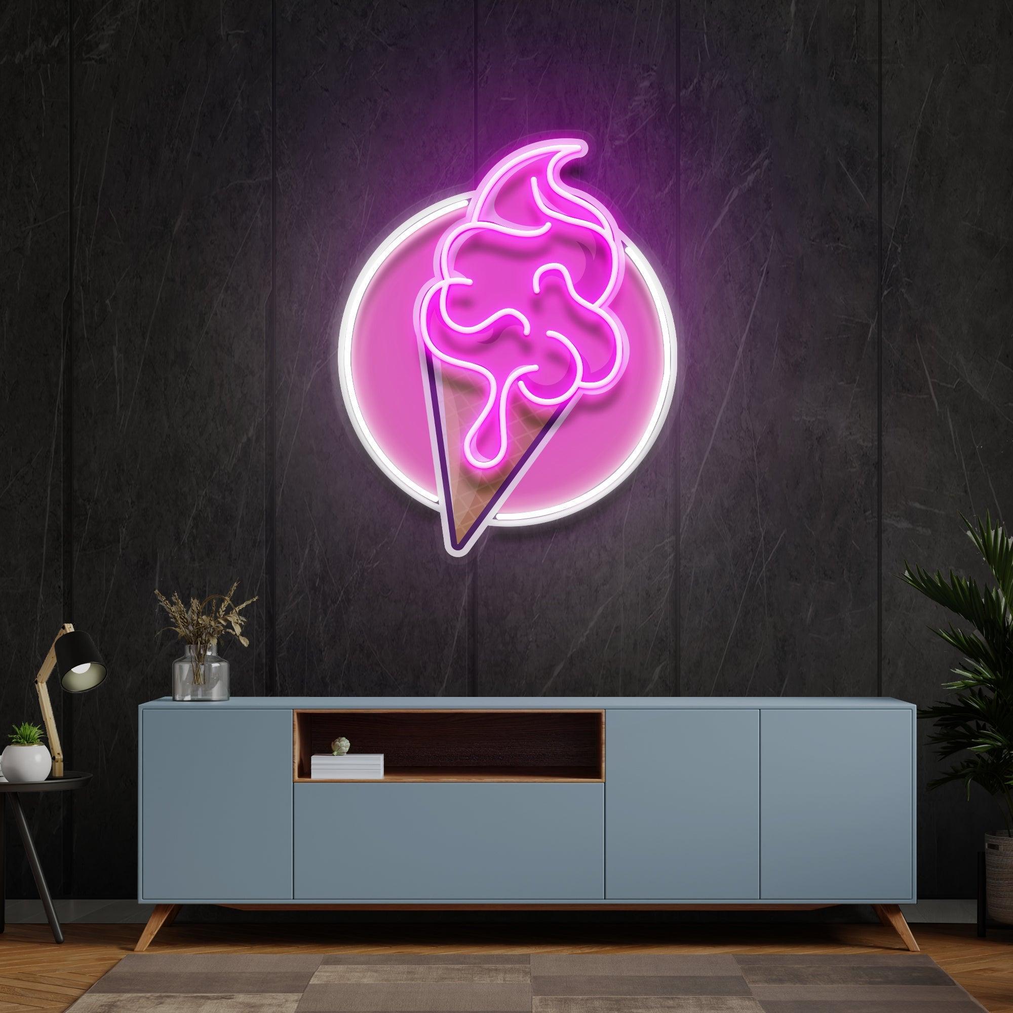 Ice Cream Cartoon Cute Artwork Led Neon Sign Light - Neonbir