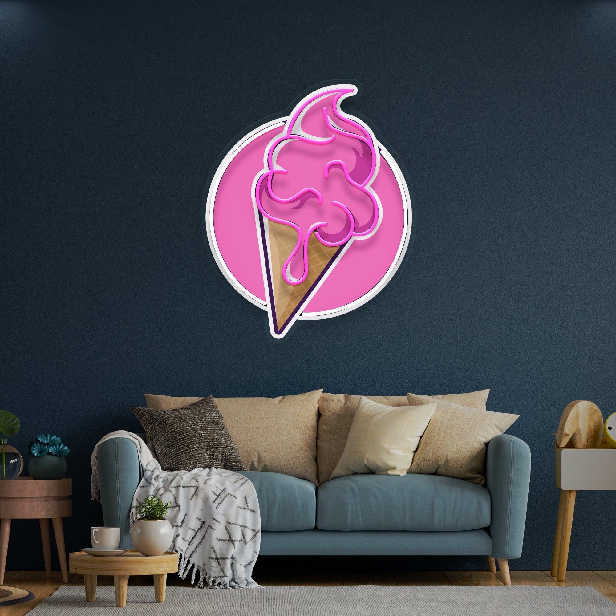 Ice Cream Cartoon Cute Artwork Led Neon Sign Light - Neonbir