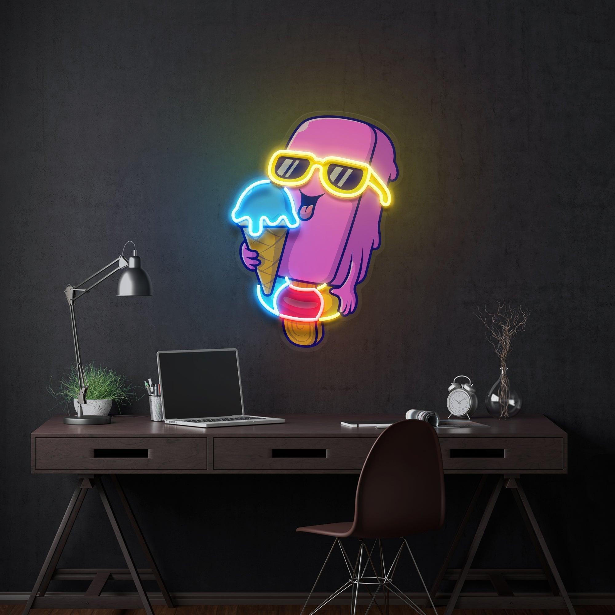 Sweet Summer Cute Ice Cream Artwork Led Neon Sign Light - Neonbir