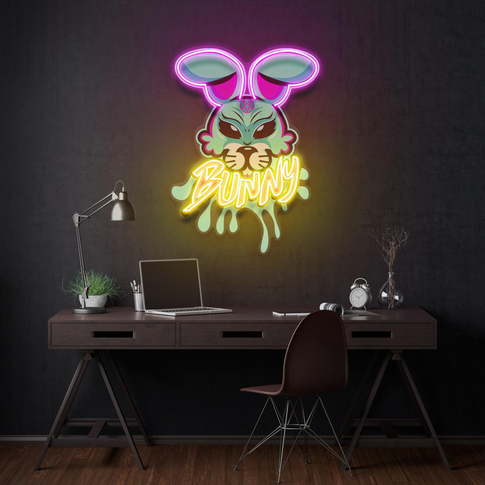 Bunny Gangsta Artwork Led Neon Sign Light - Neonbir