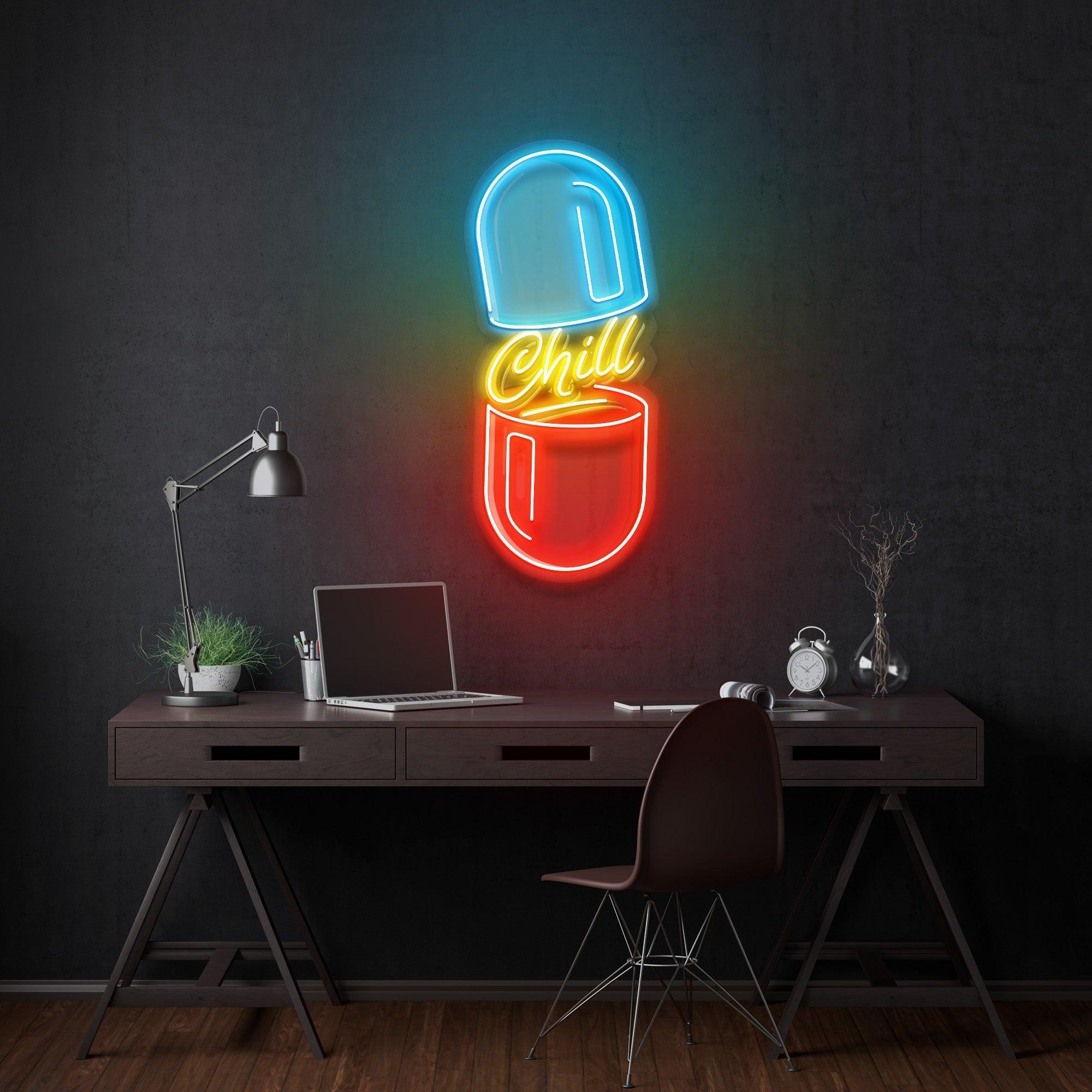 The Chill Pill Led Neon Acrylic Artwork Led Neon Sign Light - Neonbir