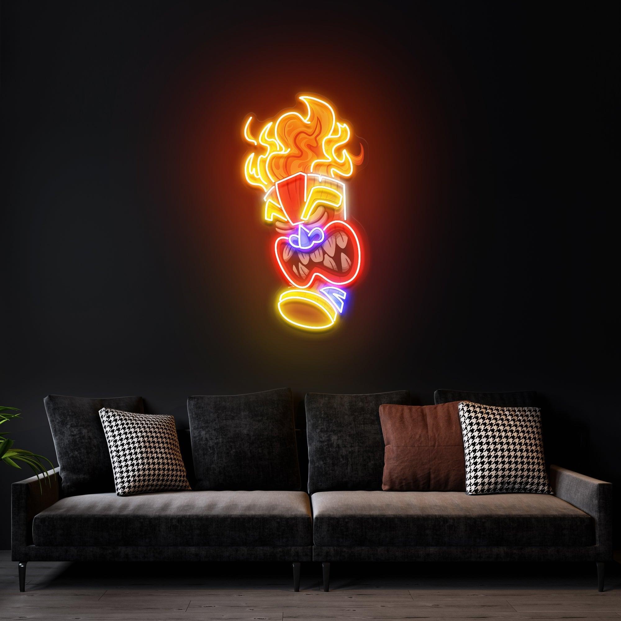 Cartoon Of The Tiki Mask Artwork Led Neon Sign Light - Neonbir