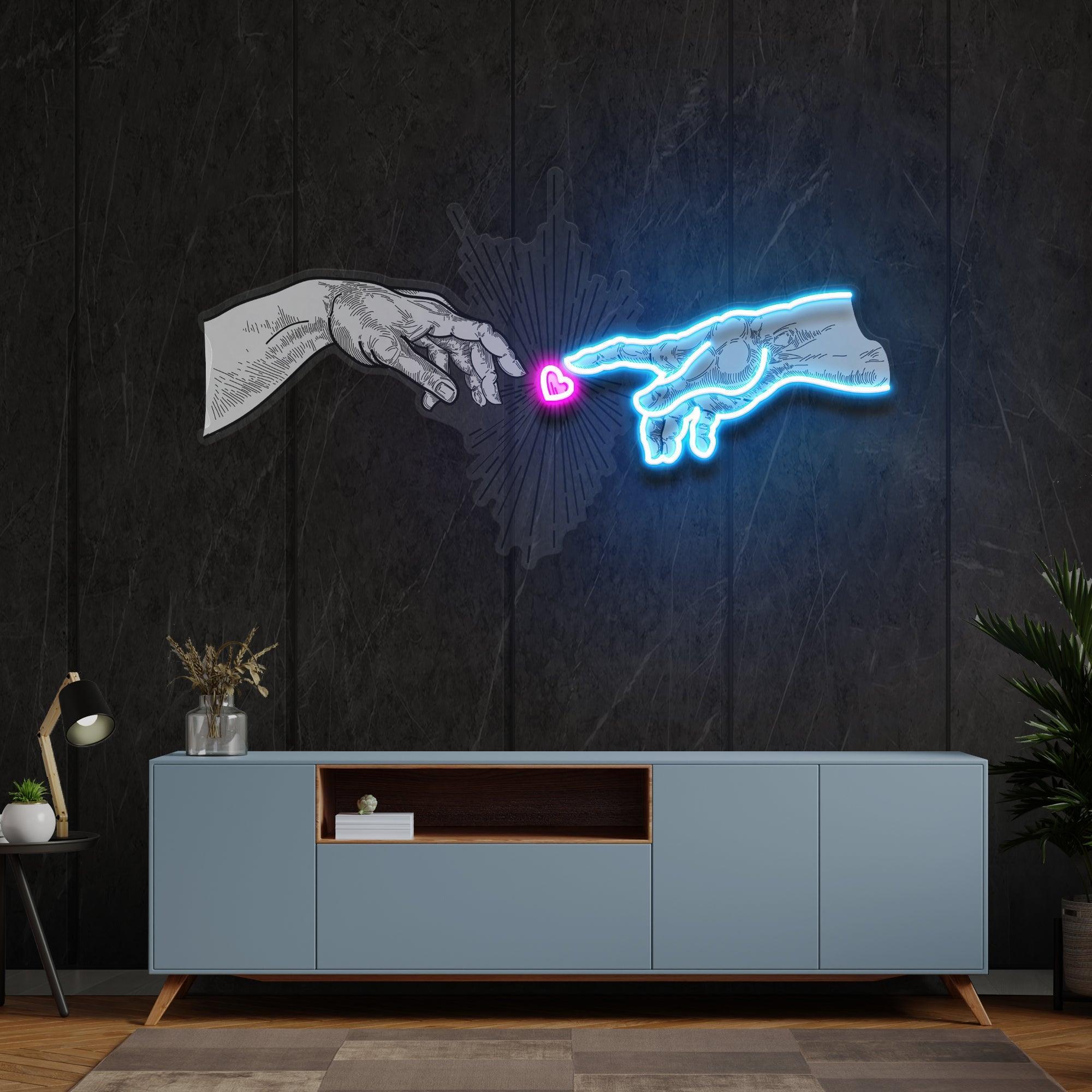 Touching Hand Artwork Led Neon Sign Light - Neonbir
