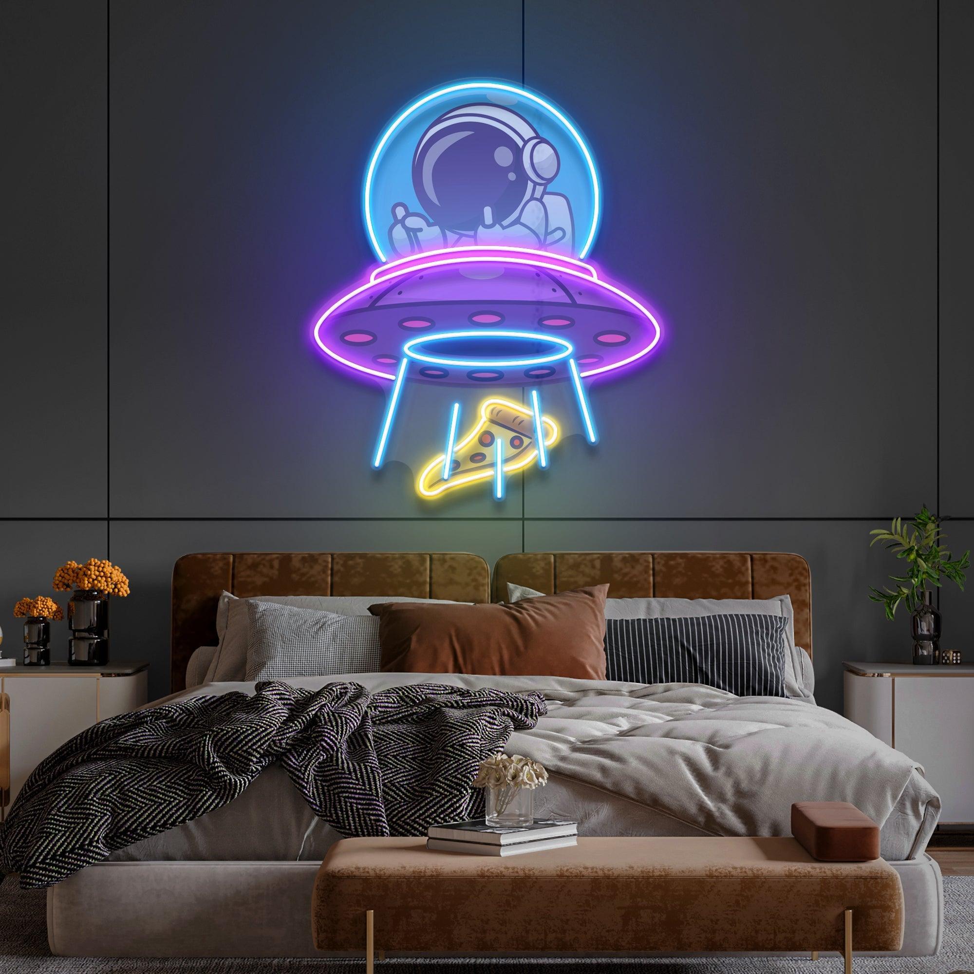 UFOs Astronaut Art work Led Neon Sign Light - Neonbir