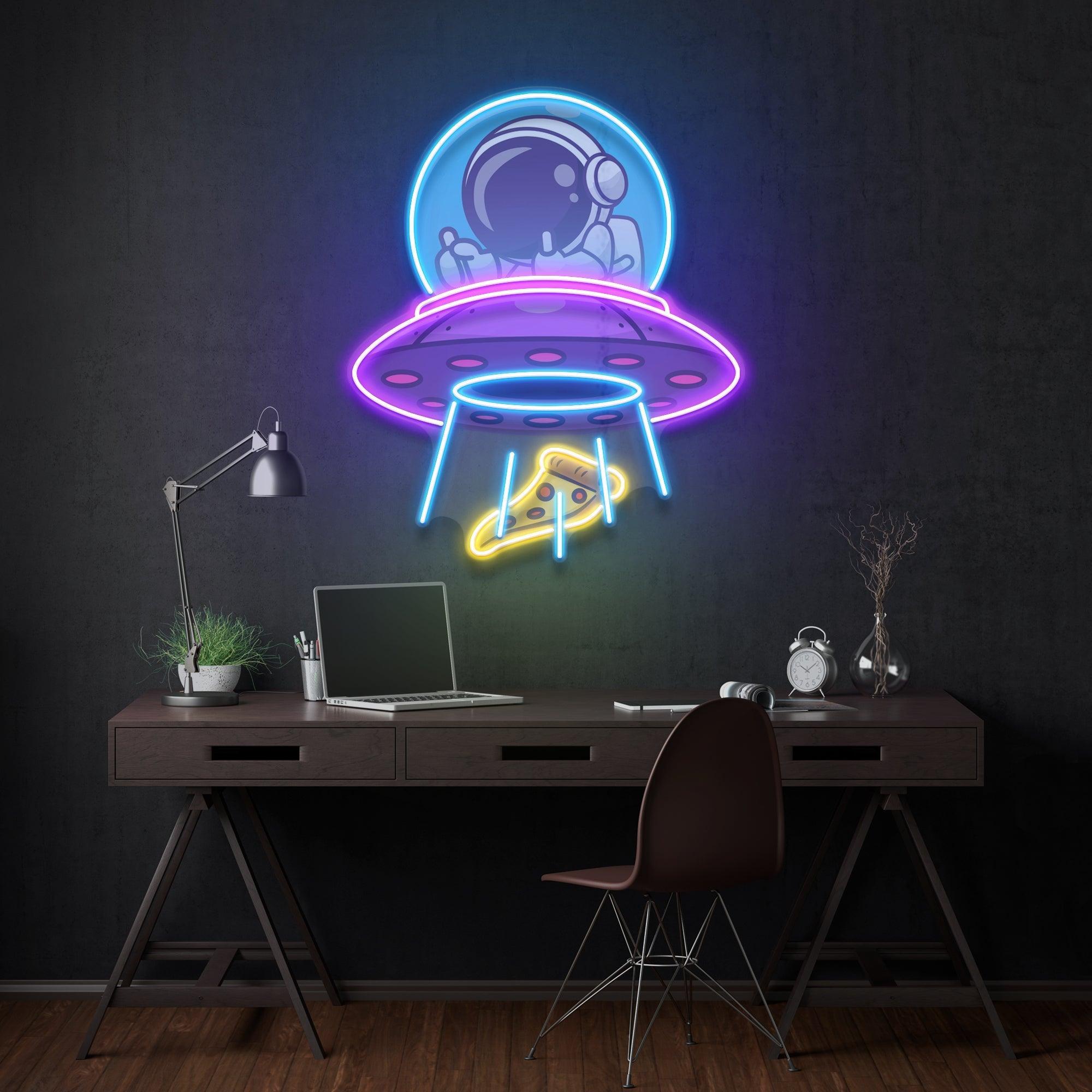 UFOs Astronaut Art work Led Neon Sign Light - Neonbir