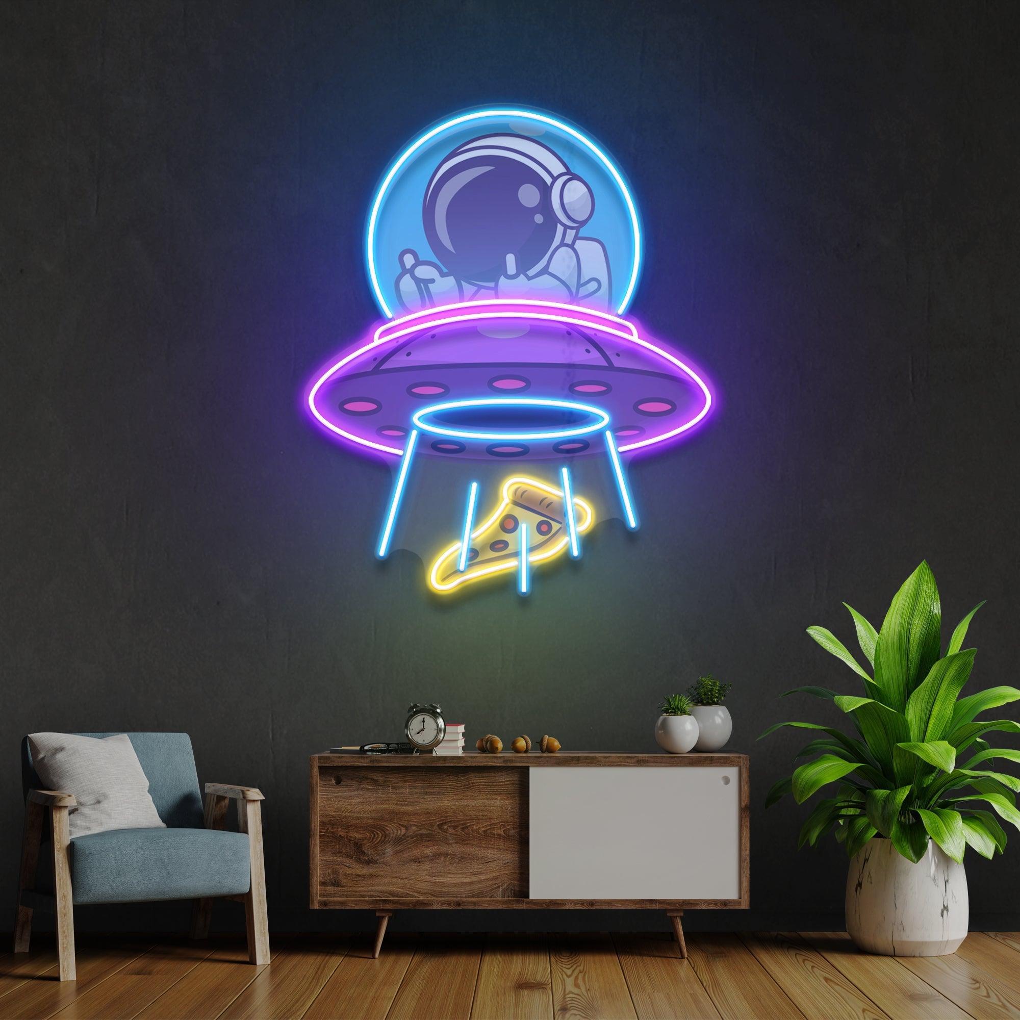 UFOs Astronaut Art work Led Neon Sign Light - Neonbir