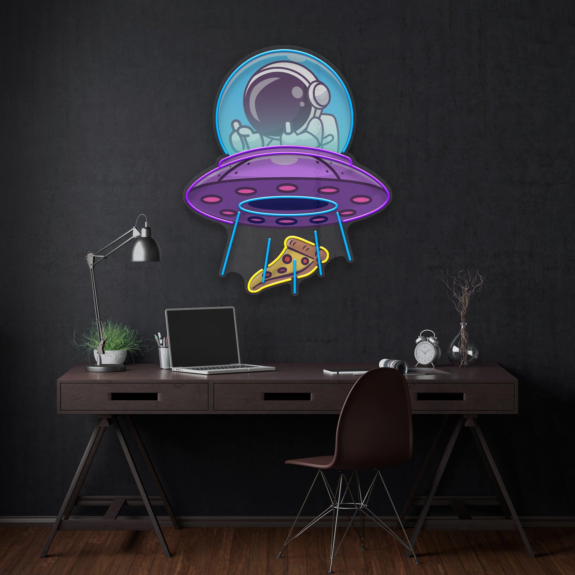 UFOs Astronaut Art work Led Neon Sign Light - Neonbir