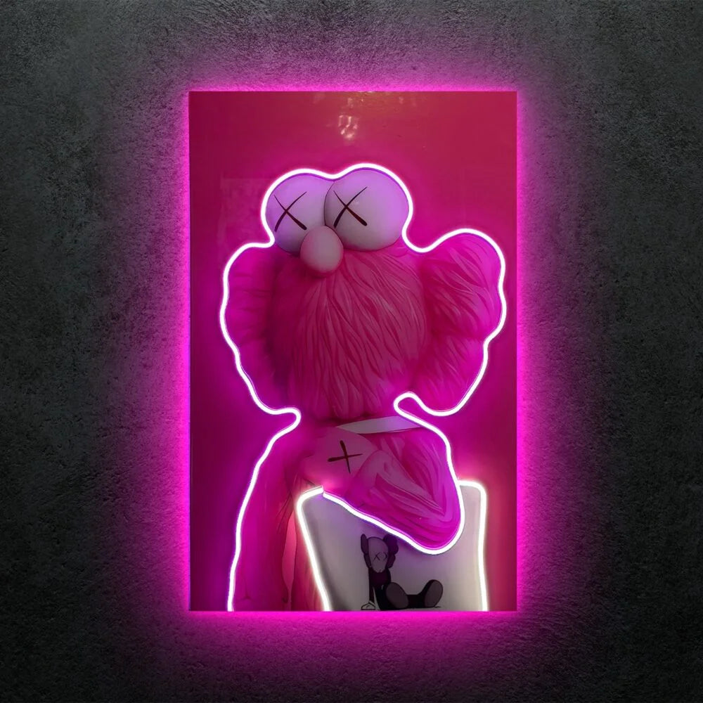Pink Kaws Neon Tablo