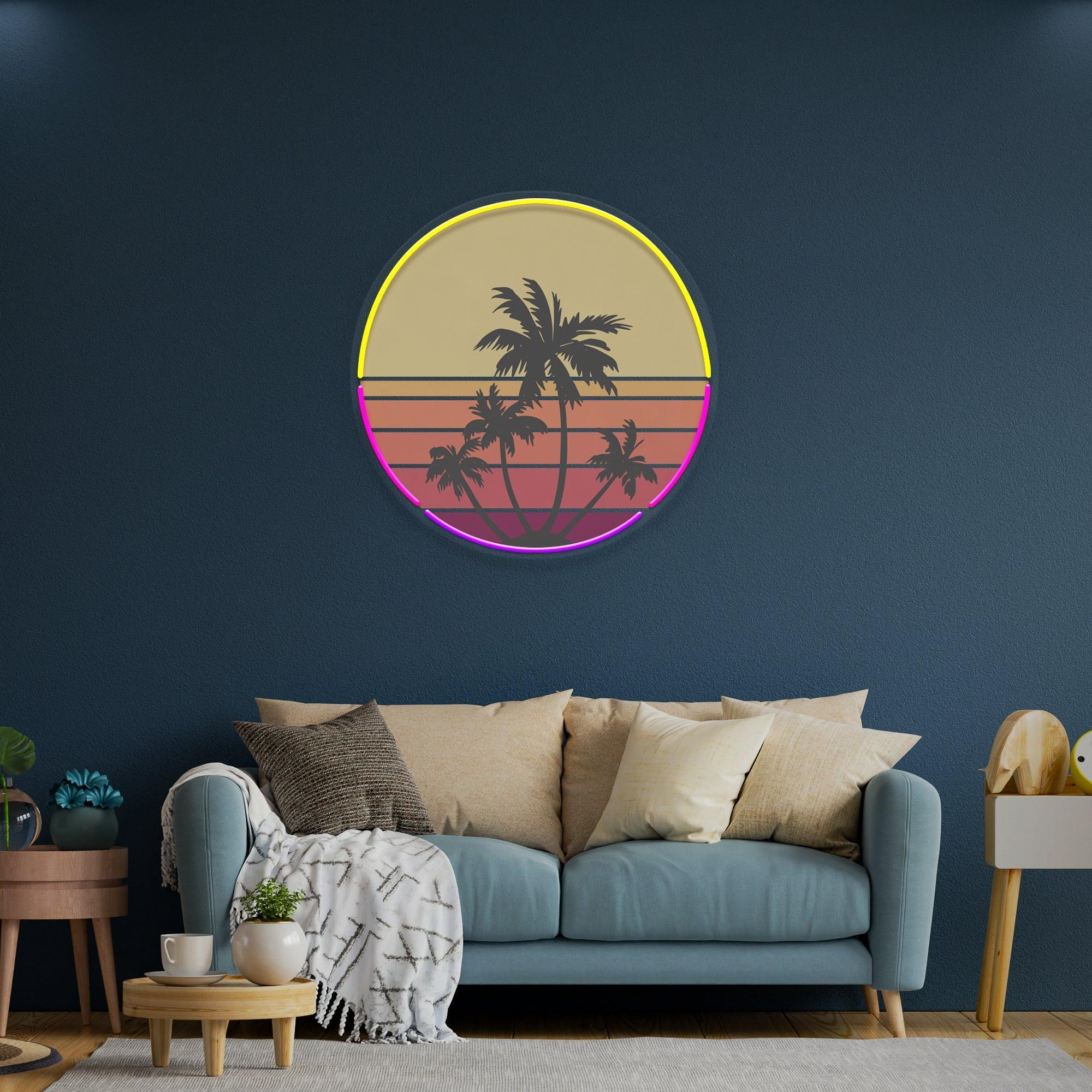 Beach Retro Vintage Sunset Artwork Led Neon Sign Light - Neonbir
