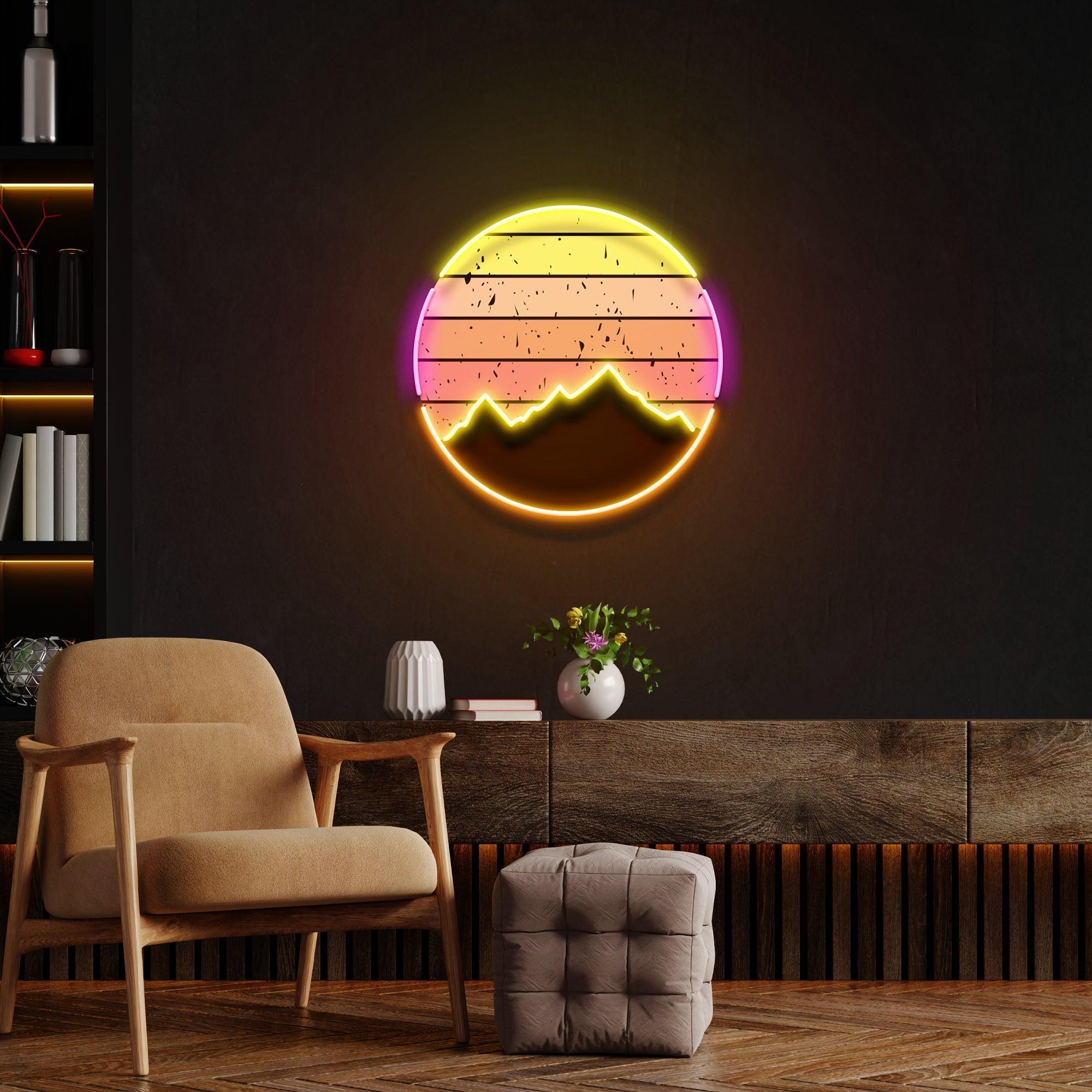 Abstract Vintage Sunrise Artwork Led Neon Sign Light - Neonbir