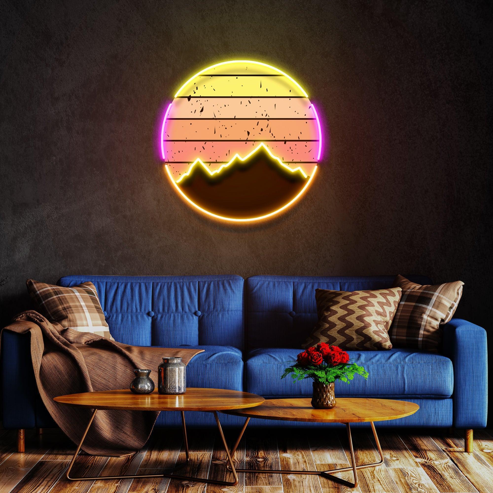 Abstract Vintage Sunrise Artwork Led Neon Sign Light - Neonbir