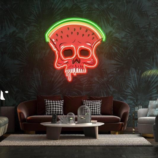 Watermelon Skull Art Work Led Neon Sign Light - Neonbir