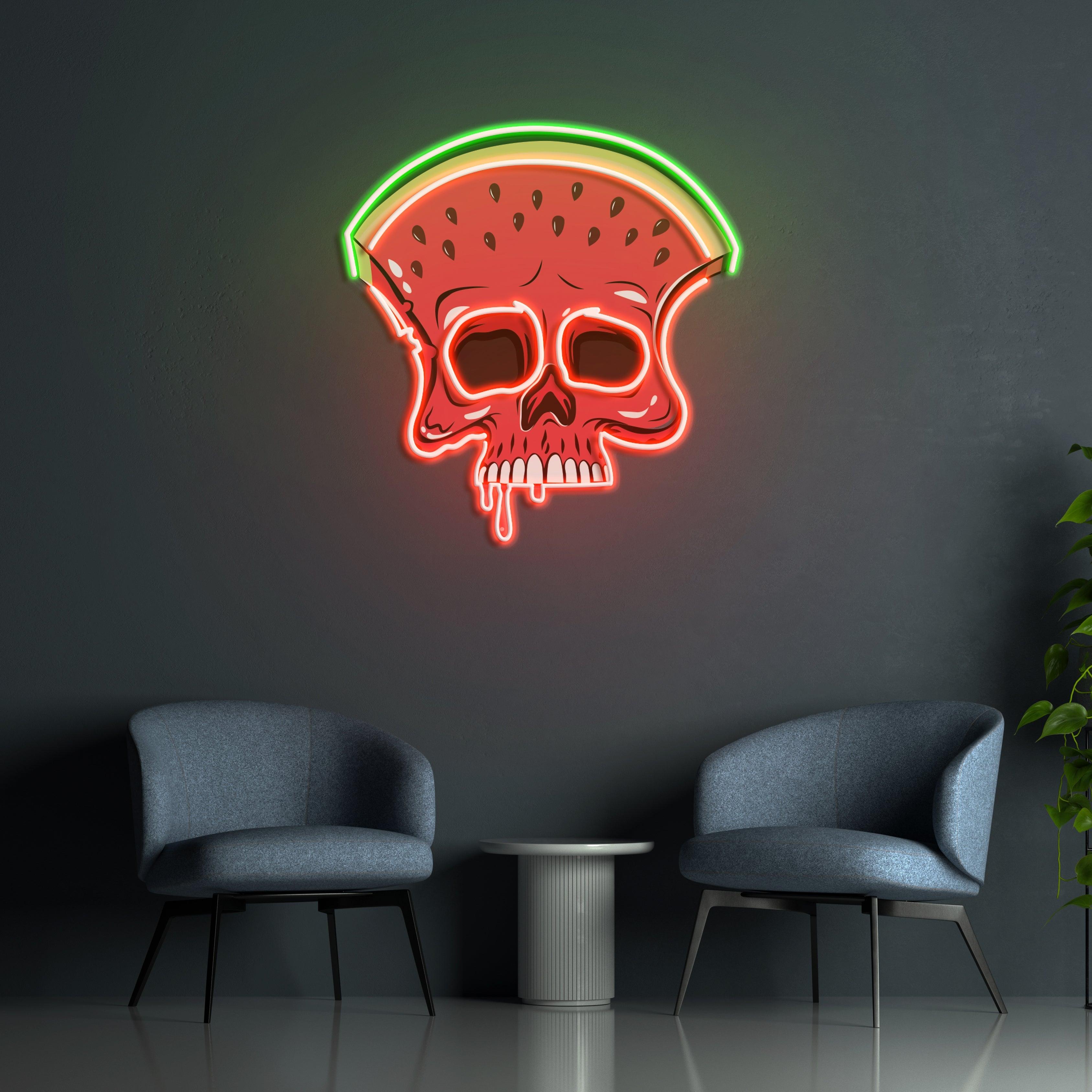 Watermelon Skull Art Work Led Neon Sign Light - Neonbir